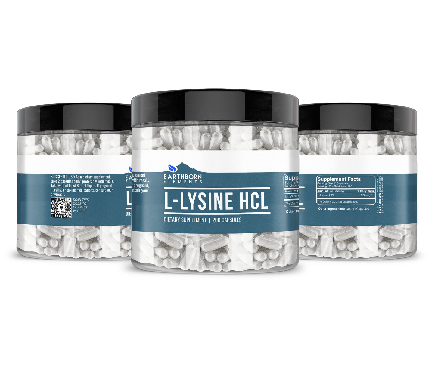 Earthborn Elements L-Lysine HCL Capsules 200 Capsules
