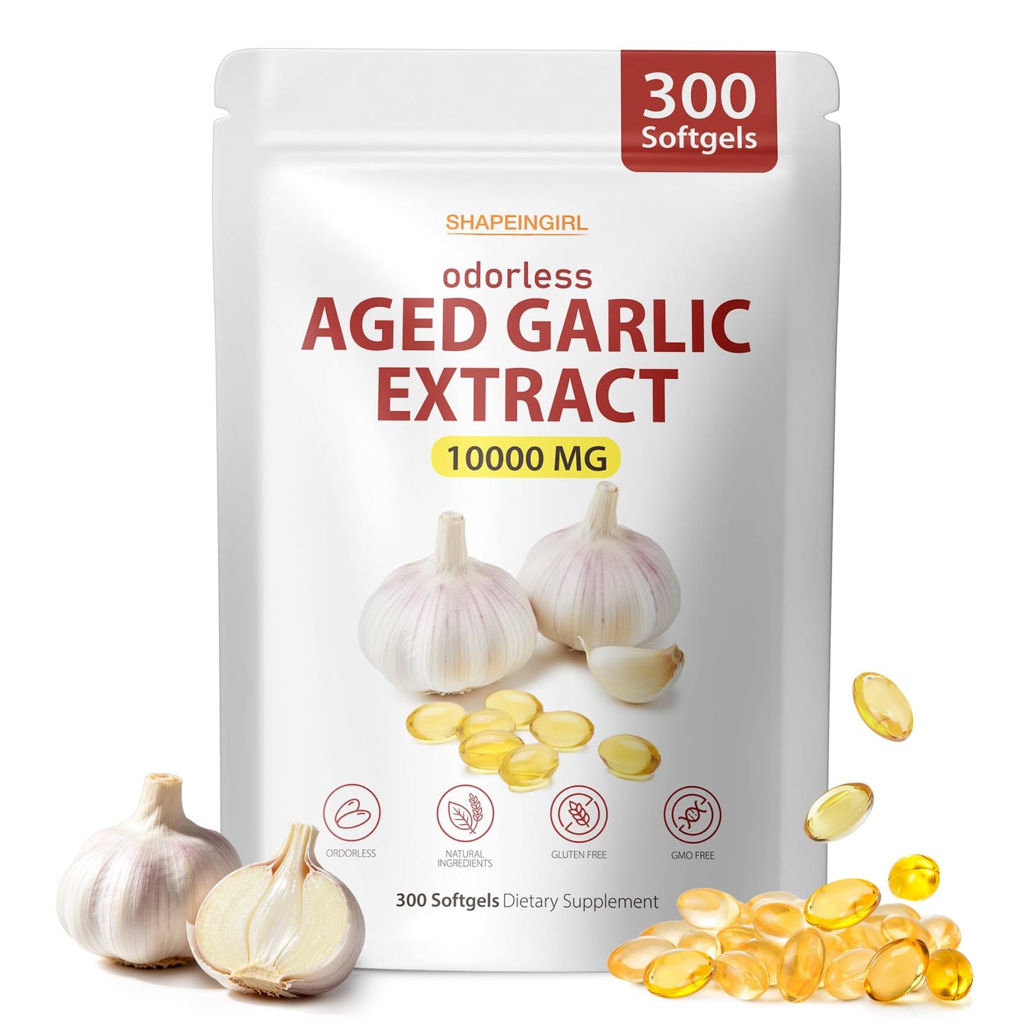 SHAPEINGIRL Odorless Aged Garlic Extract Softgels 300