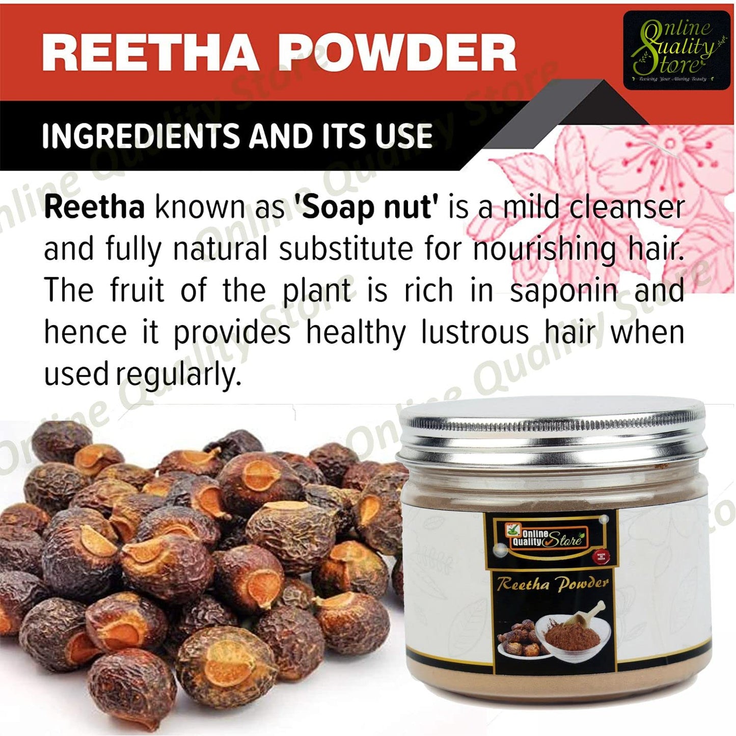 Online Quality Store Herbal Reetha Powder 250 Gram, 1 Count