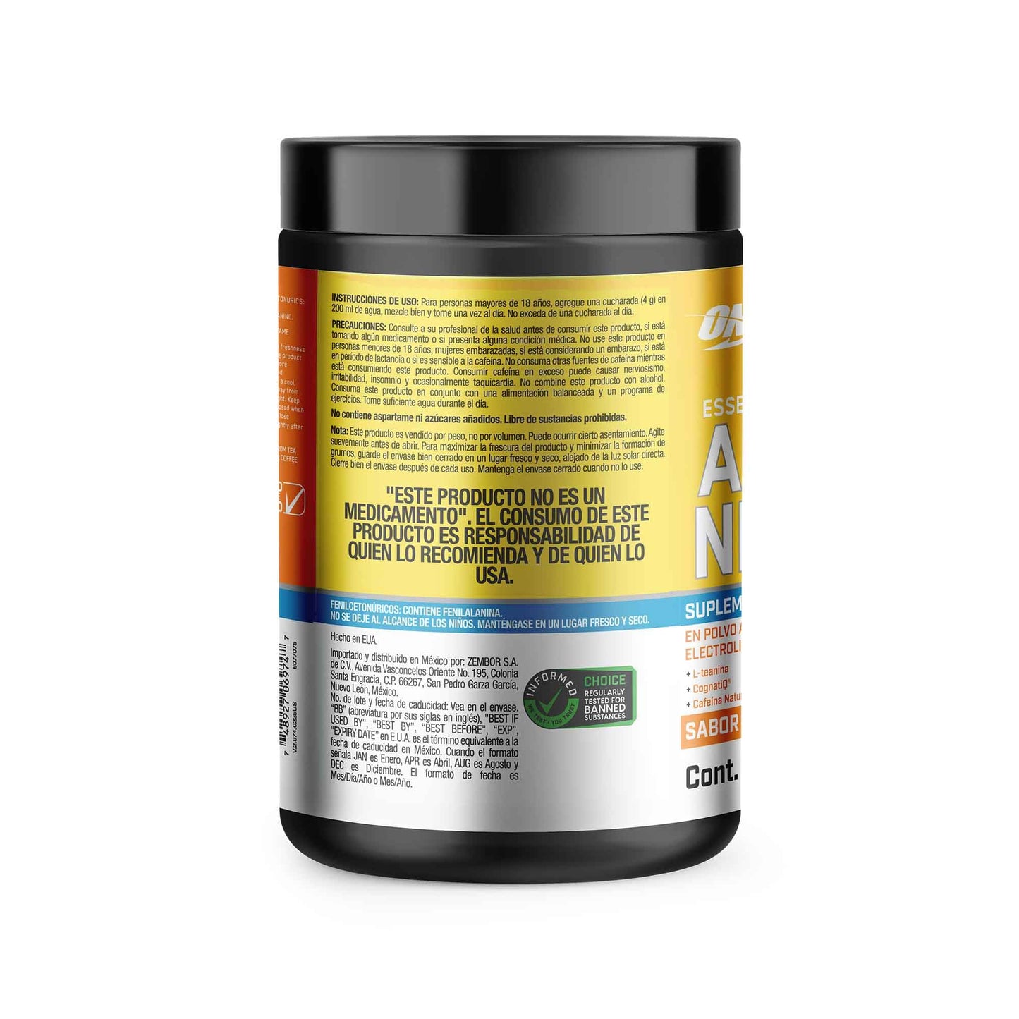 Optimum Nutrition Amino Energy Powder Plus Focus, with BCAA, Electrolytes, and Caffeine, Sunkissed Citrus, 9.5 Ounce
