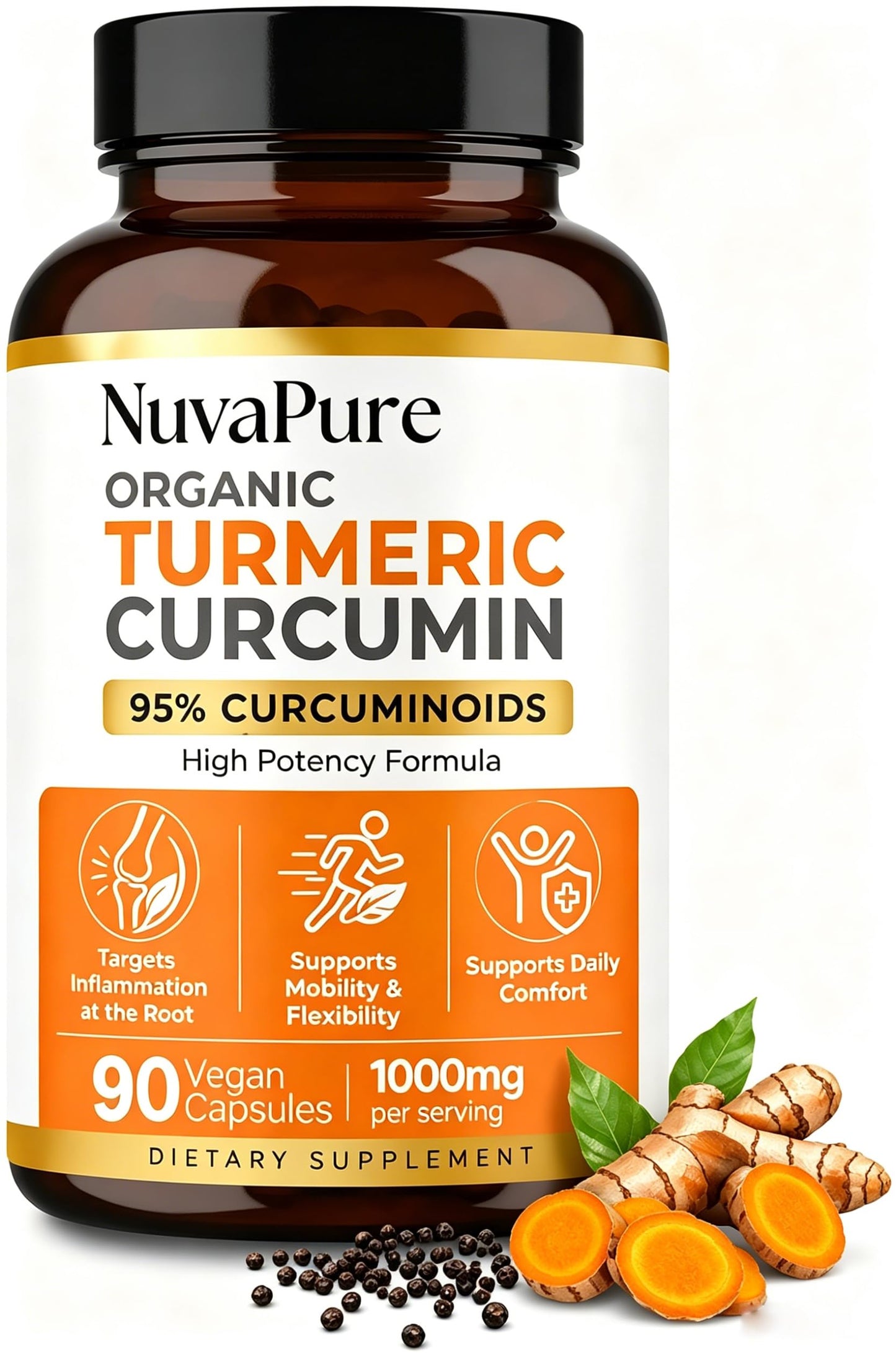 Obsessive Strips Nuvapure Turmeric with Black Pepper Turmeric Curcumin High Absorption Daily Joint and Immune Health Support Softgel 1 Count