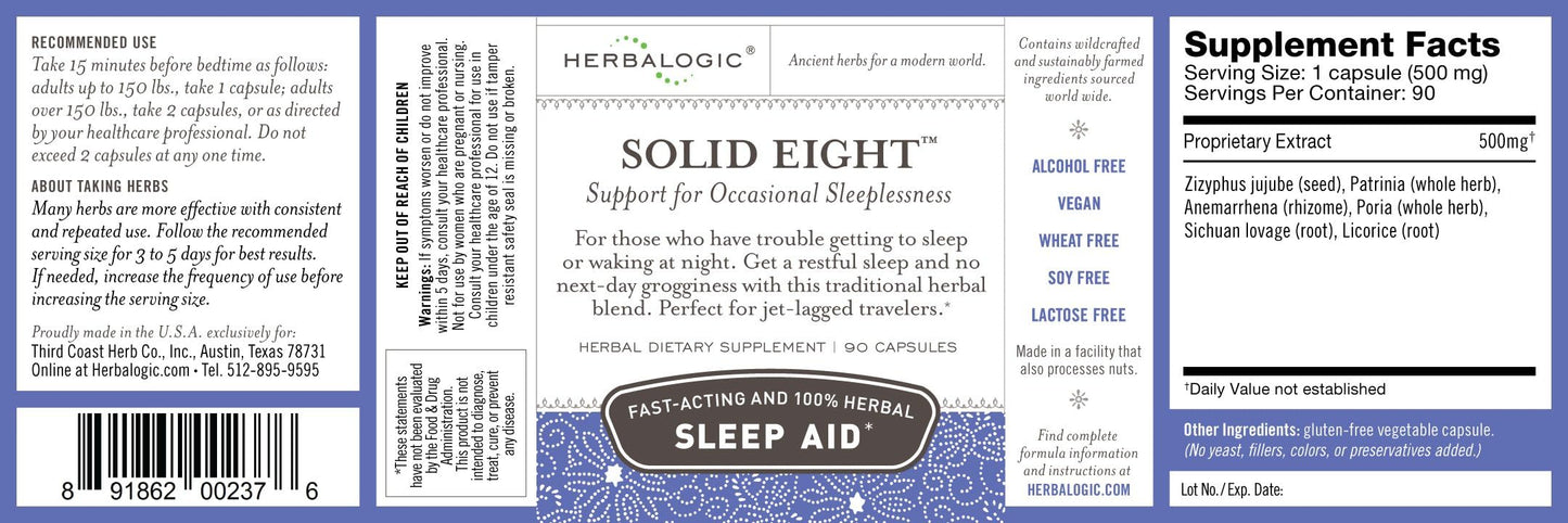 Herbalogic Solid Eight Herb Capsules 90 Count