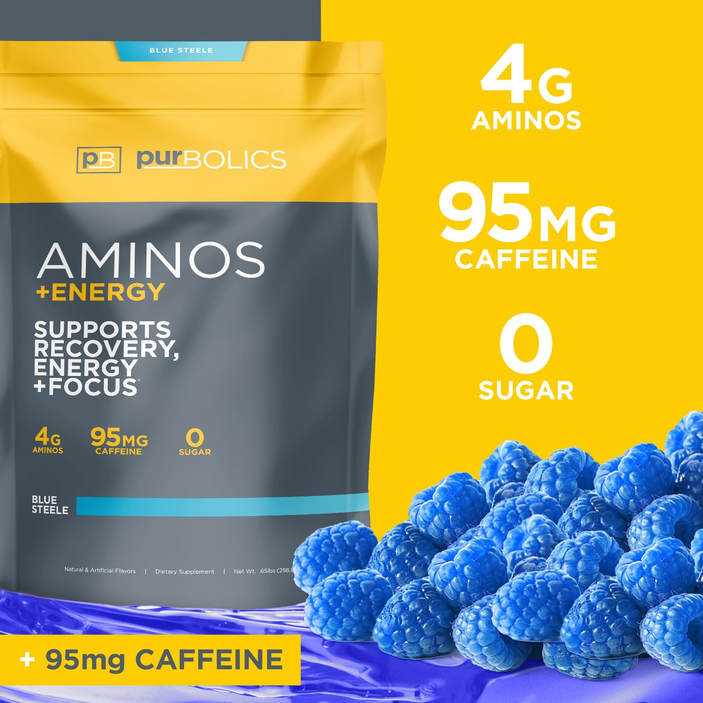 Purbolics Aminos + Energy Powder, 60 Servings