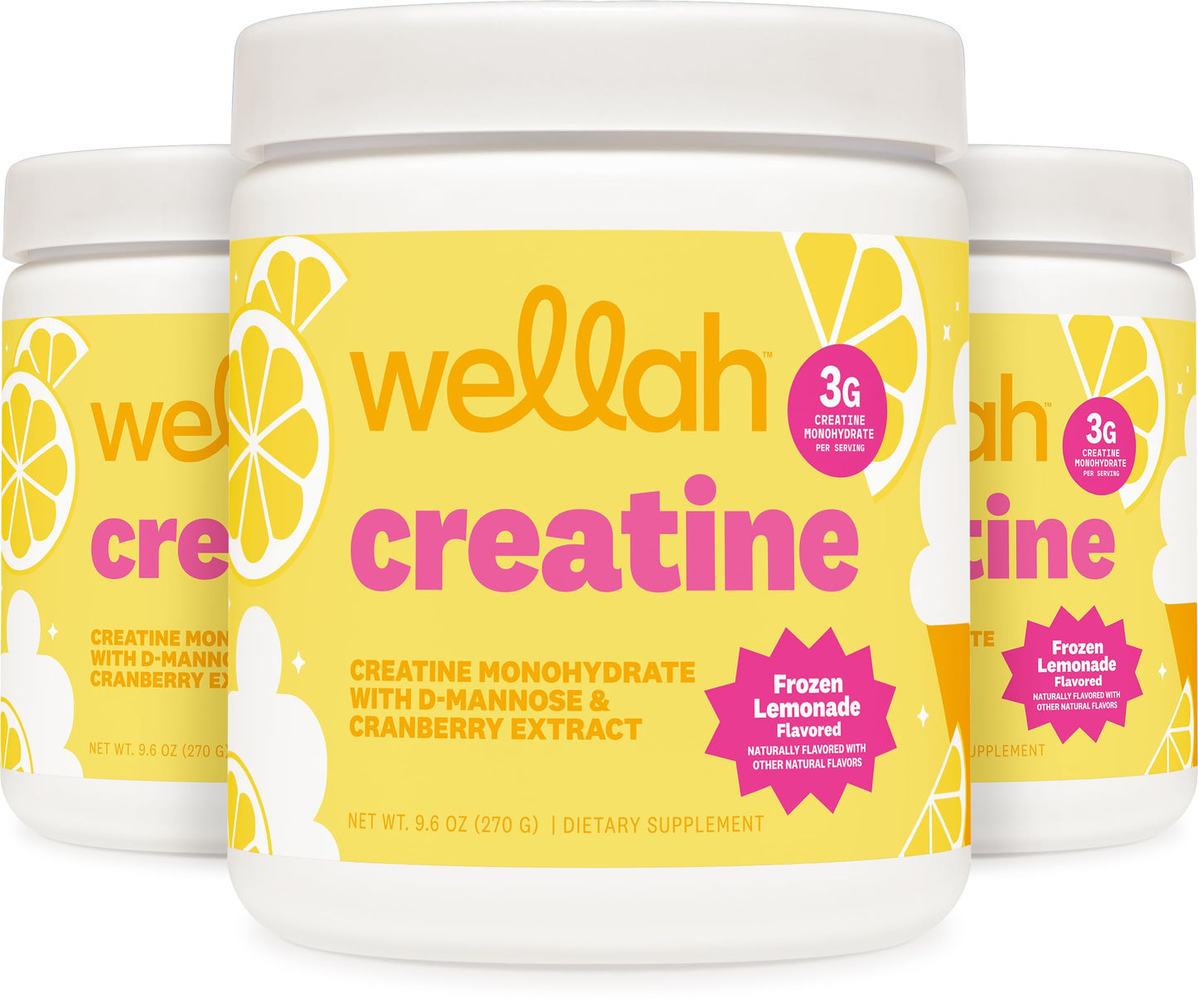 Wellah Creatine for Women (Frozen Lemonade) Powder, 50 Servings