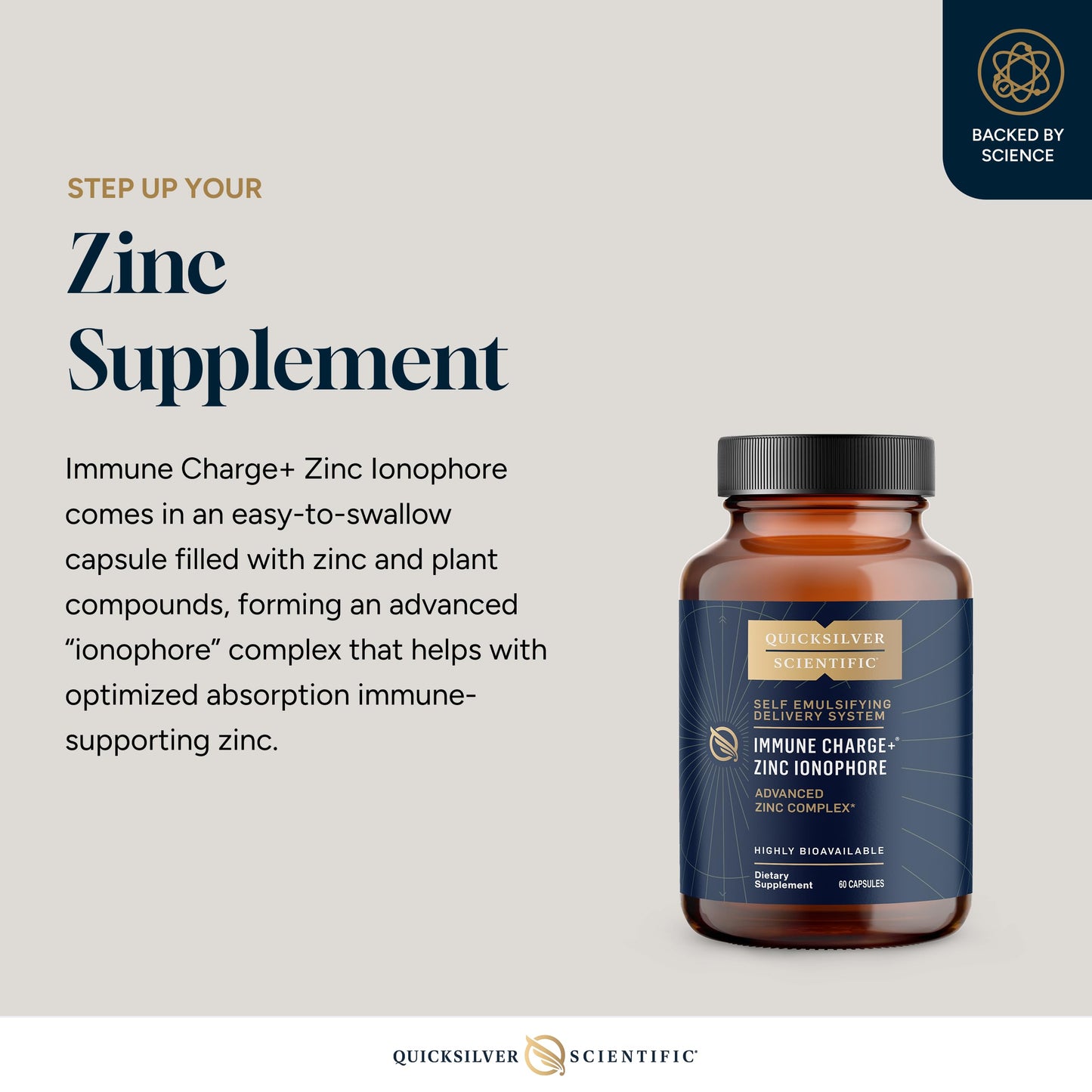 Quicksilver Scientific Immune Charge+ Zinc Ionophore Capsule, 60 Capsules
