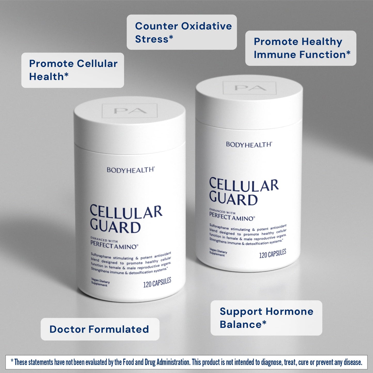 BodyHealth Cellular Guard 100mg Vitamin C, 80mg Calcium | Sulforaphane Activation & Antioxidant Support | Promotes Cellular Health, Immune Resilience & Detox Pathways 120 Capsules