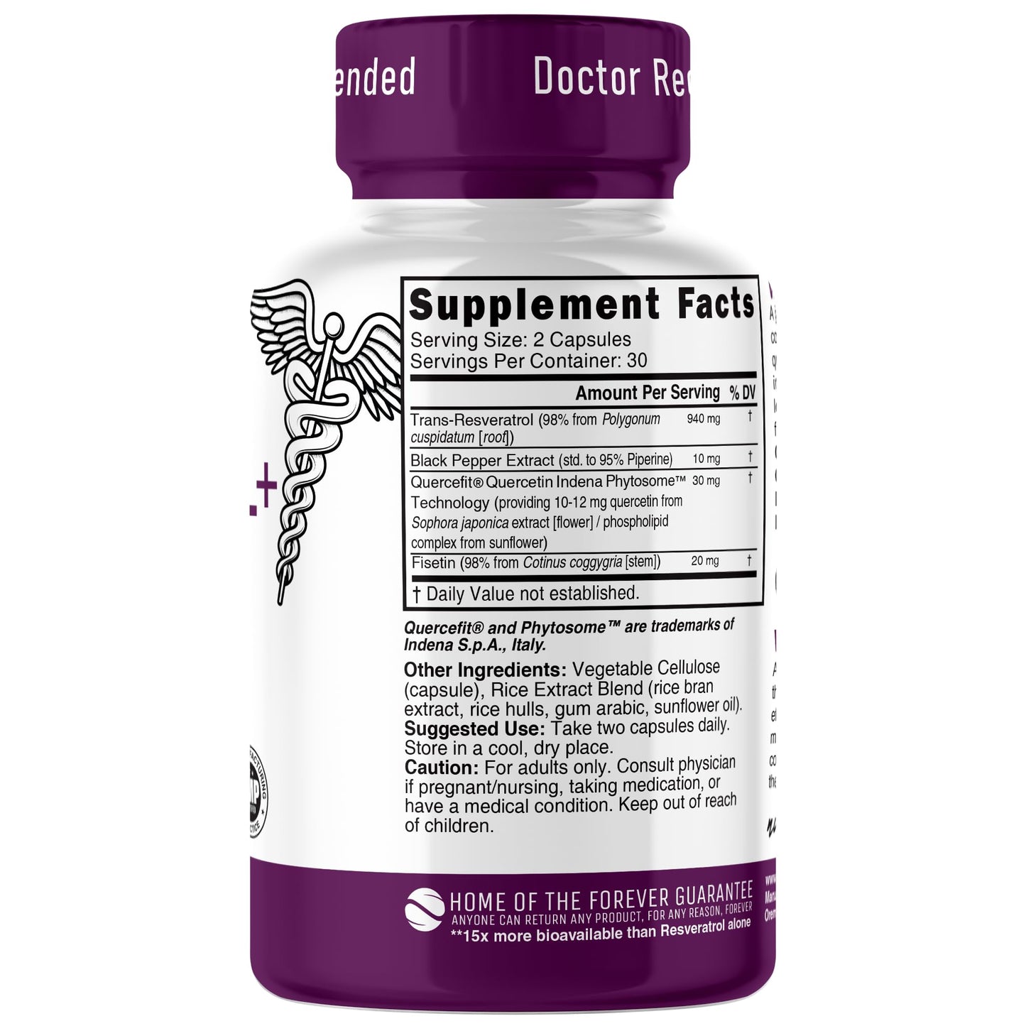 Nature's Fusions Nutri Resveratrol Supplement 1000mg Ultra High Purity Trans-Resveratrol - 15x More Bioavailable with Liposomal Quercetin and Fisetin - Antioxidant, Longevity, Organic Piperine 60 Vegan Capsules
