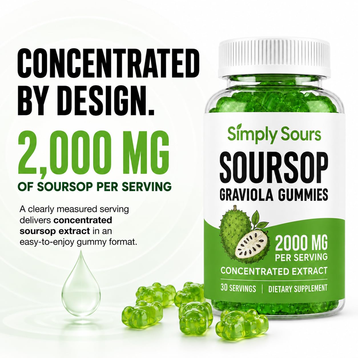ONAISE Simply Sours Soursop Gummies Graviola Concentrated Extract, 60 Gummies