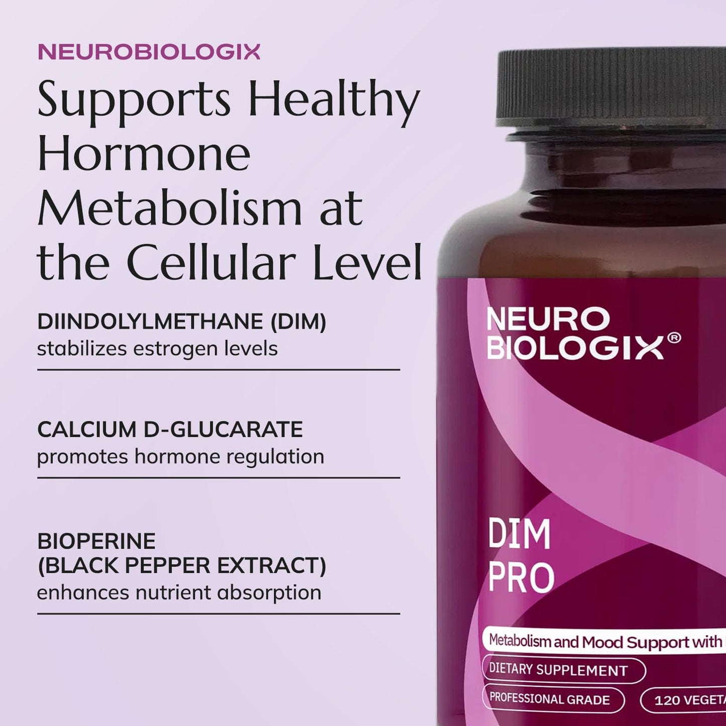 Neurobiologix DIM Pro Hormone Support for Men & Women, 120 Capsules