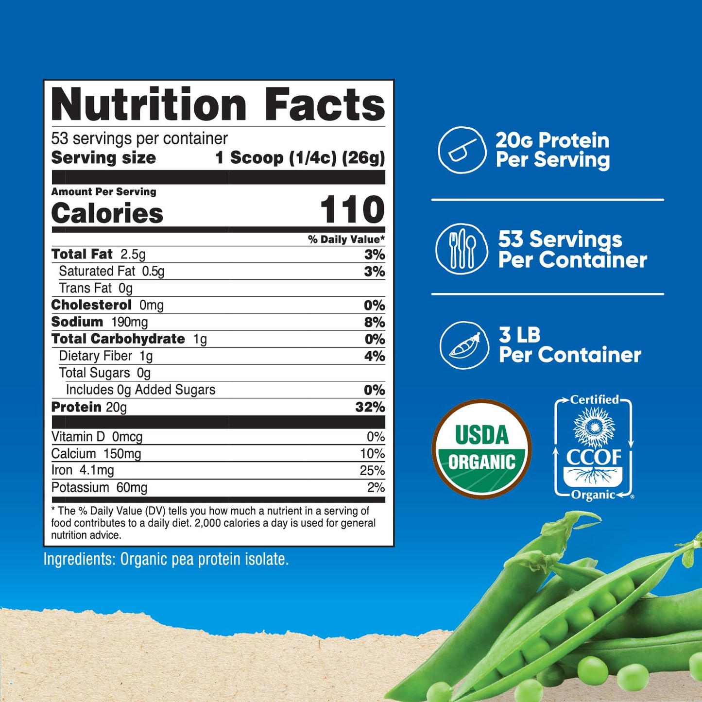 Nutricost Organic Pea Protein Powder 48.6 Servings