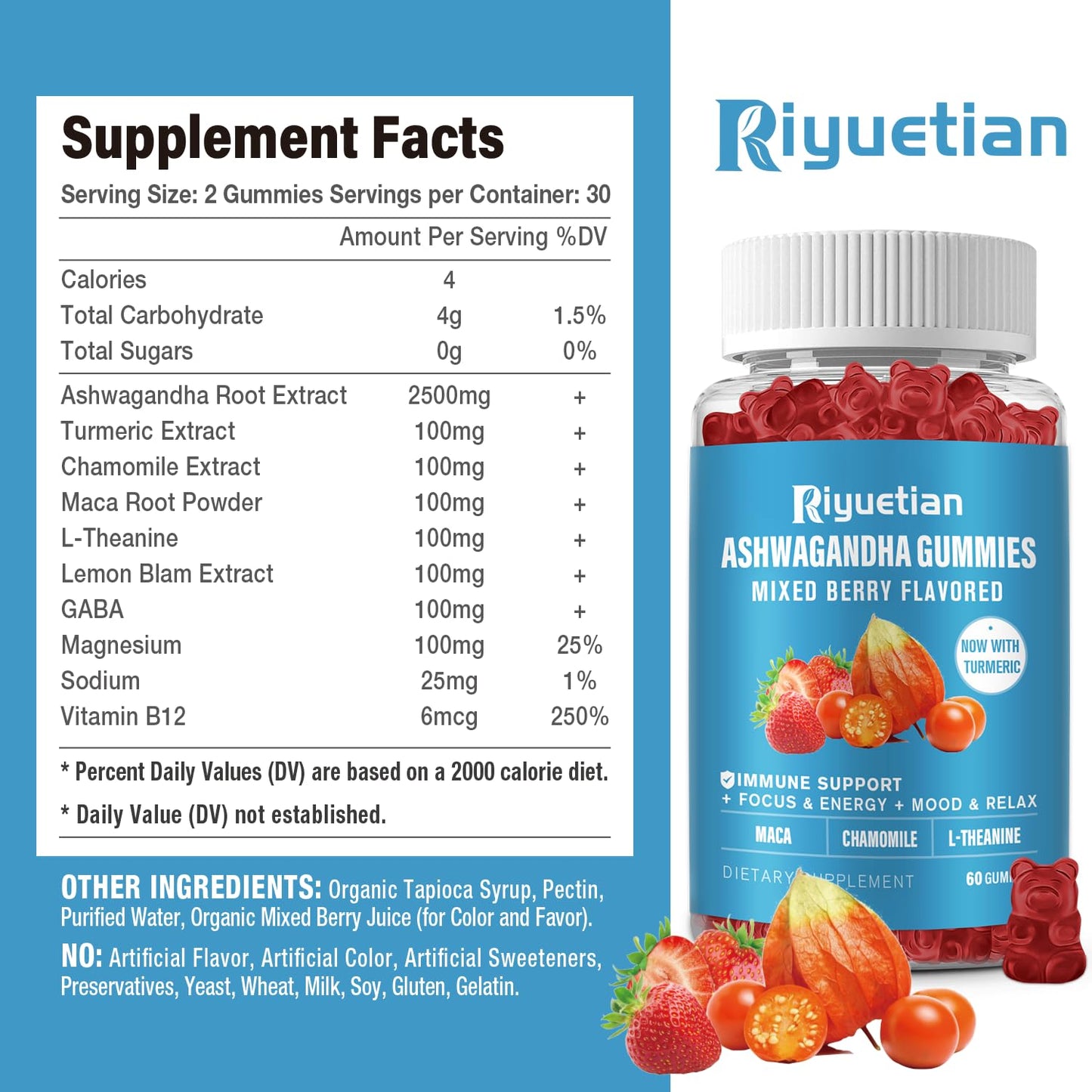 Riyuetian Ashwagandha Gummies 60 Count
