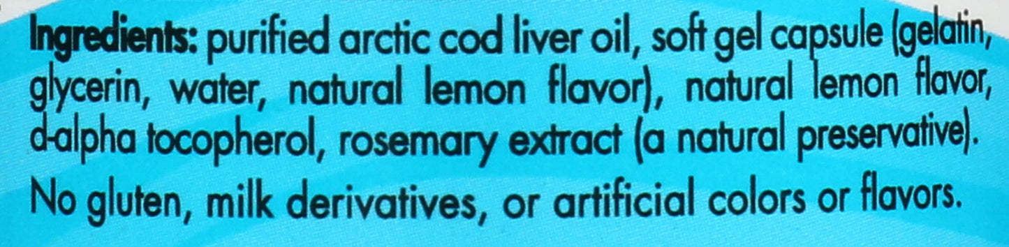 Nordic Naturals Cod Liver Oil Arctic Lemon 1000mg 90 Softgels