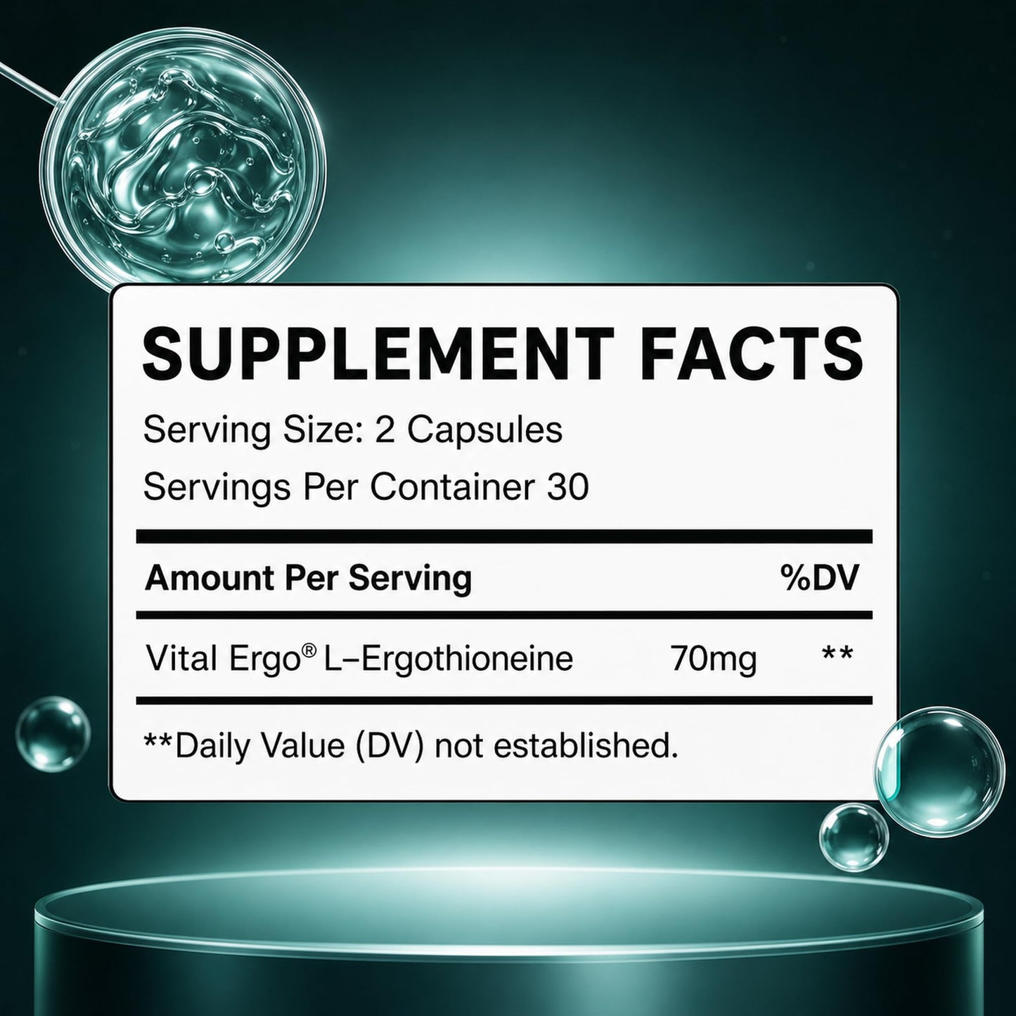 MixPower L-Ergothioneine (EGT) 70mg Capsules, 60 Count