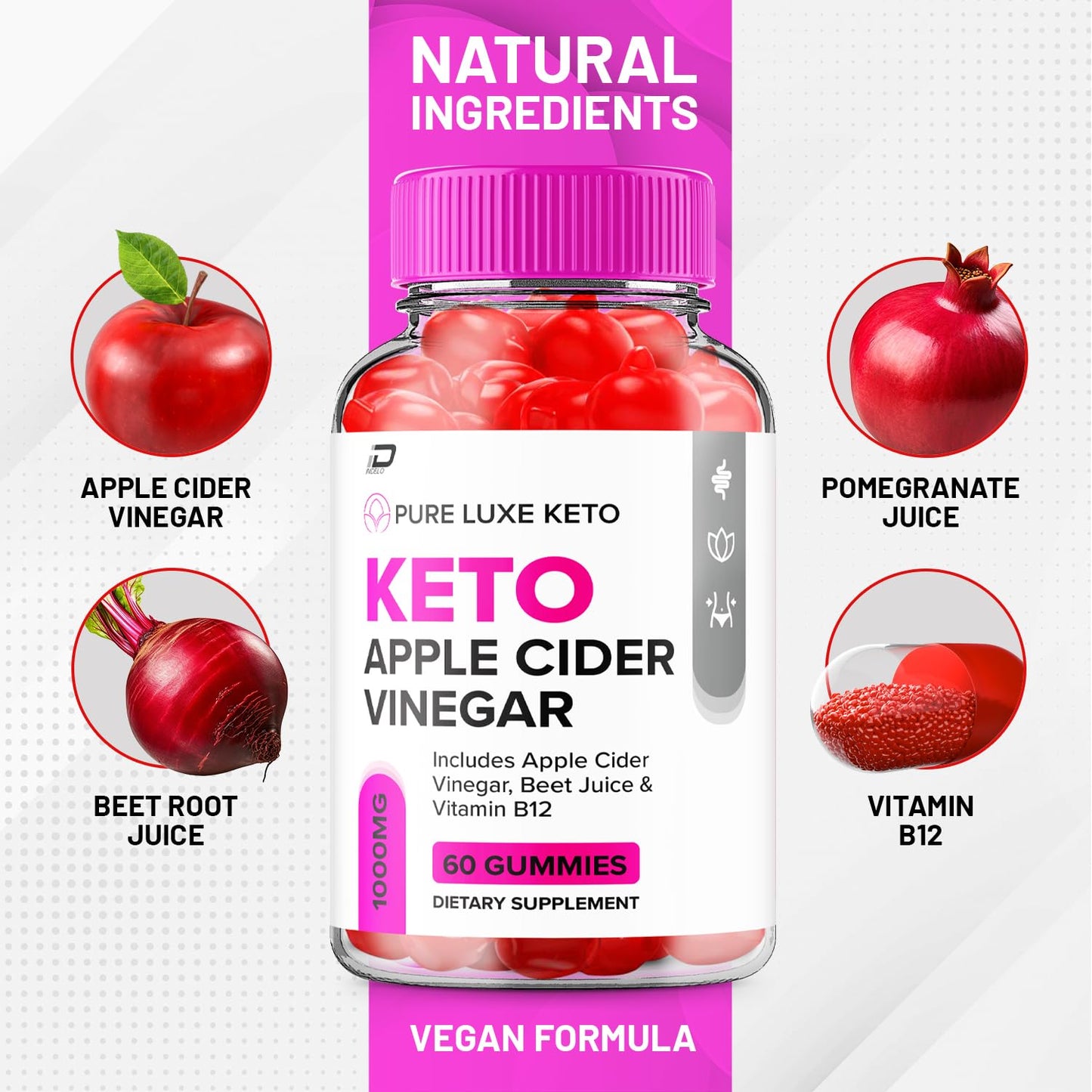 Indelo Pure Luxe Keto ACV Gummies 120 Gummies