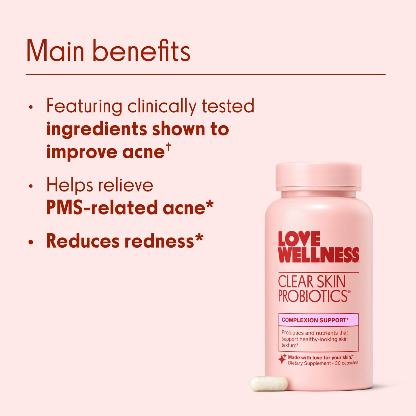 Love Wellness Clear Skin Probiotic Capsule 30 Count