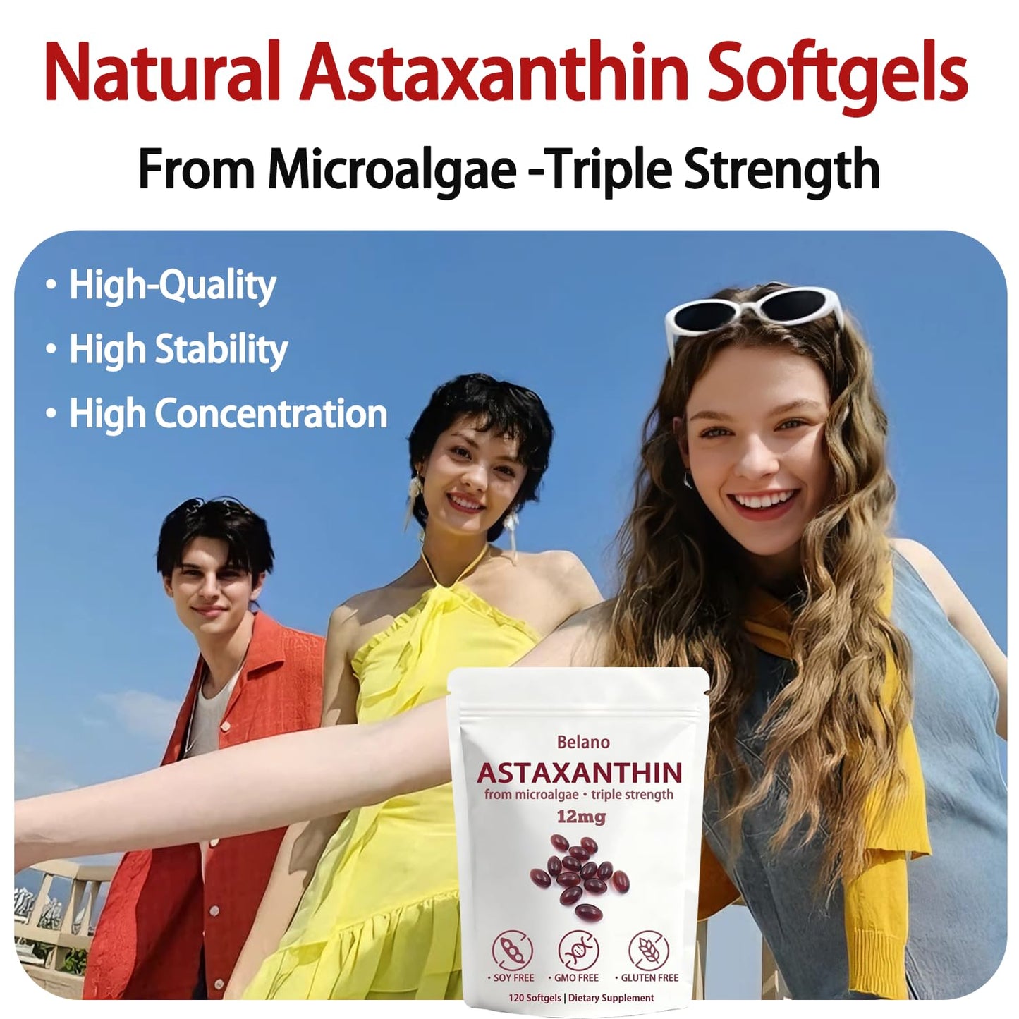 BELANO Valasta Astaxanthin 12mg Softgels, 120 Softgels