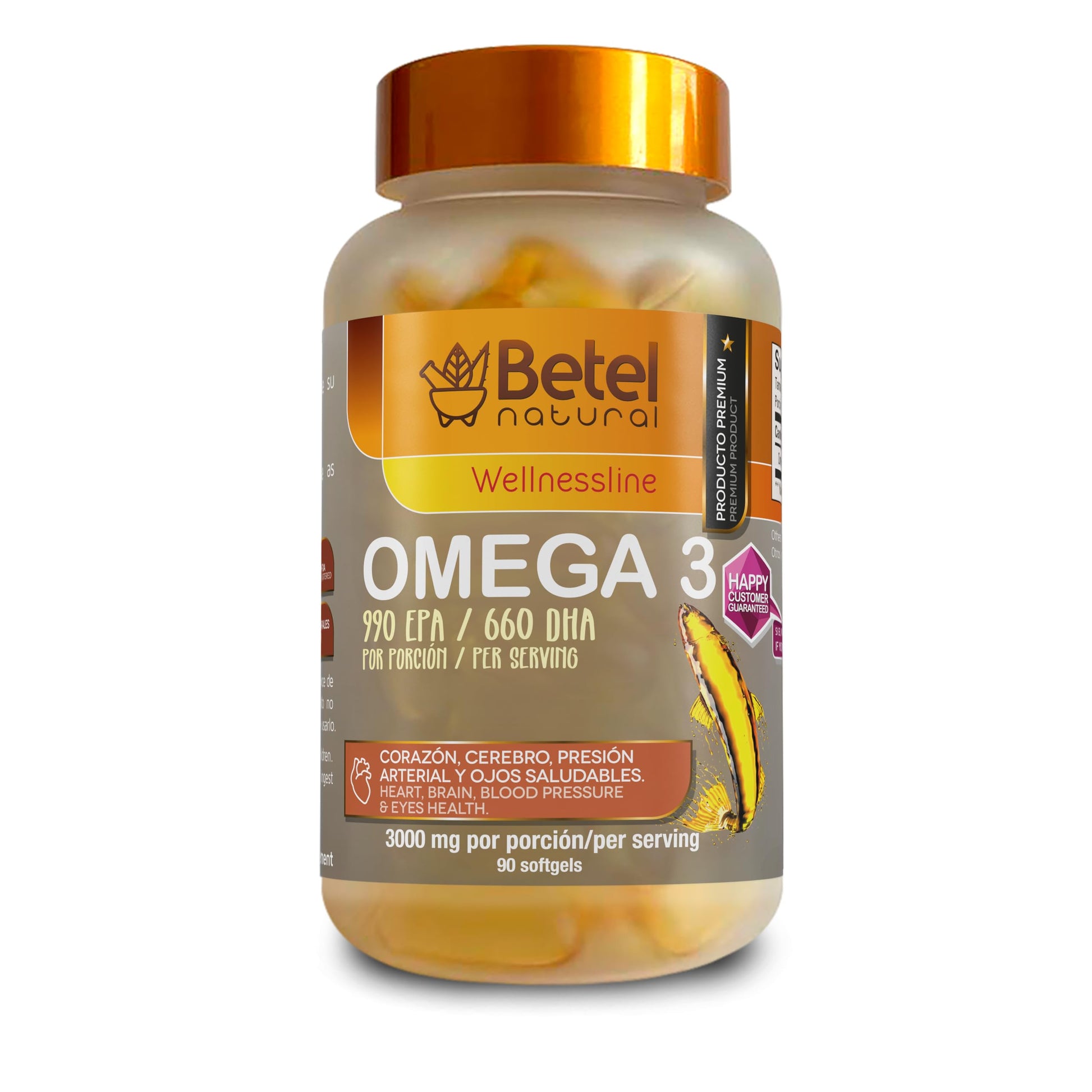 Betel Natural Premium Omega-3 Fish Oil EPA/DHA Softgels, 90 Count