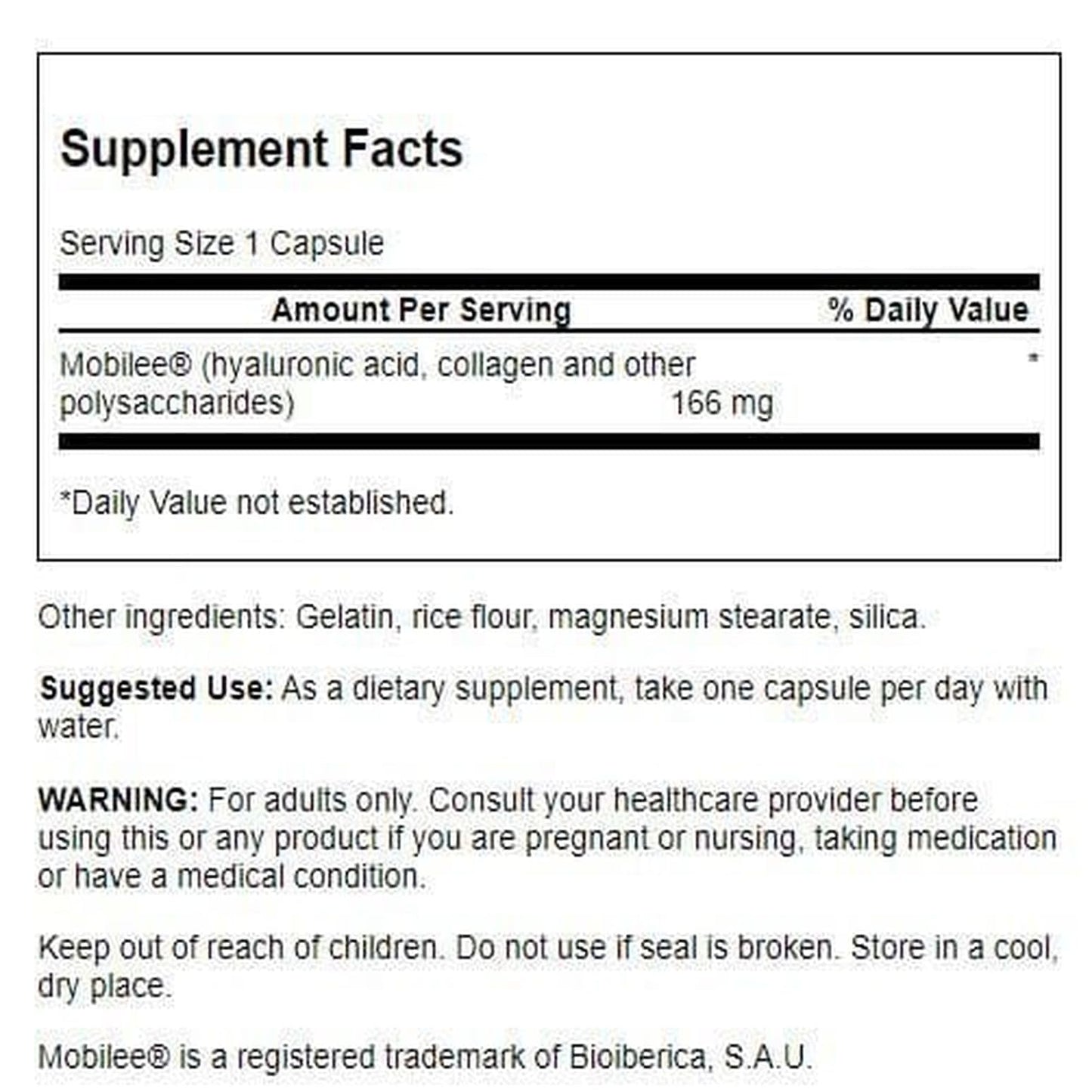 Swanson Hyaluronic Acid Complex 166 mg 60 Capsules