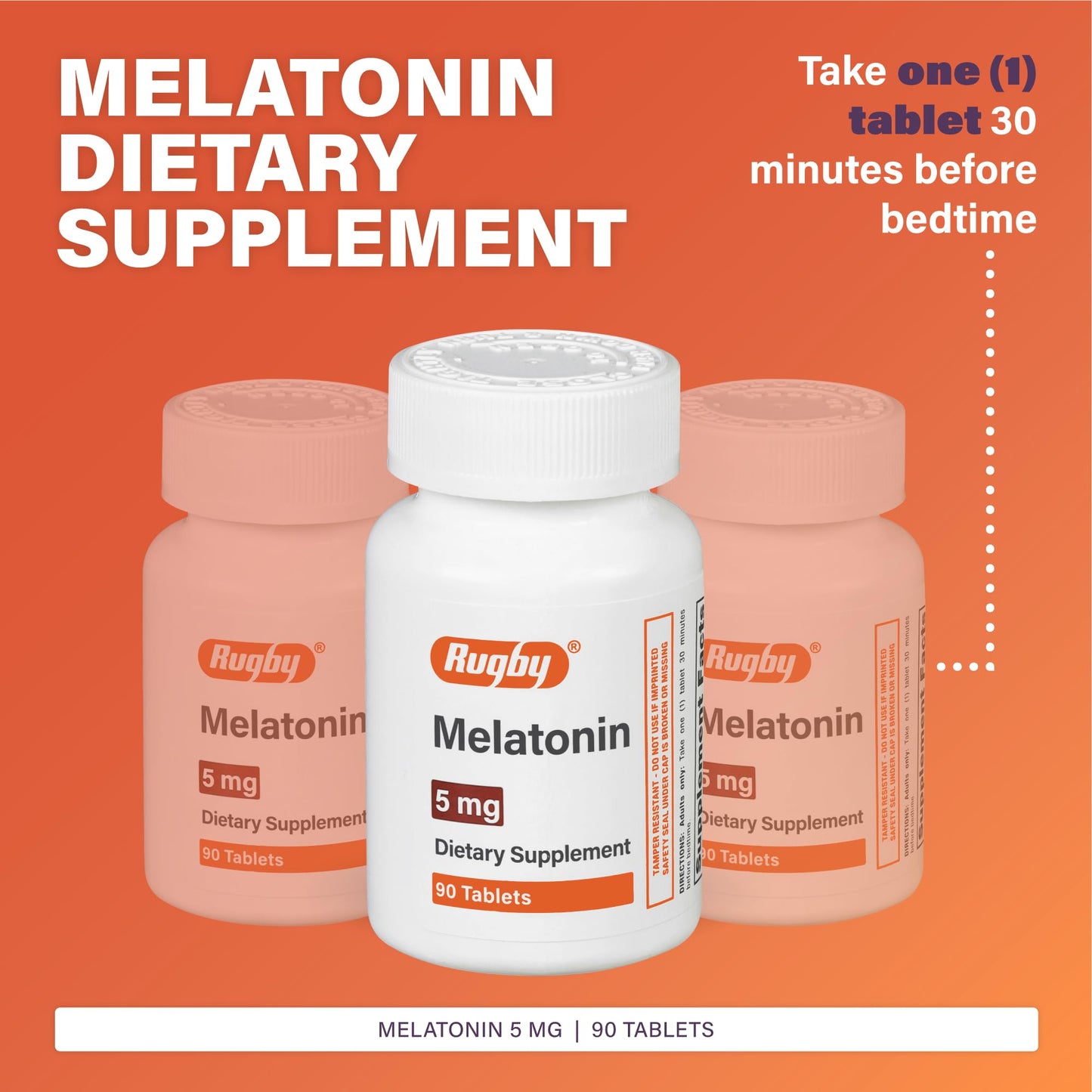 Rugby Laboratories Melatonin 5mg Tablets, 90 Count