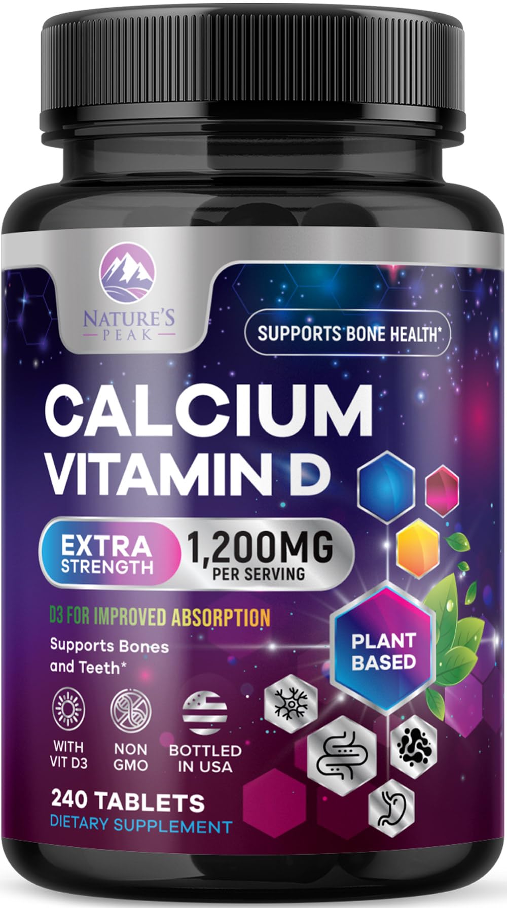 Nature's Peak Calcium 1200 mg with Vitamin D3, 240 Tablets