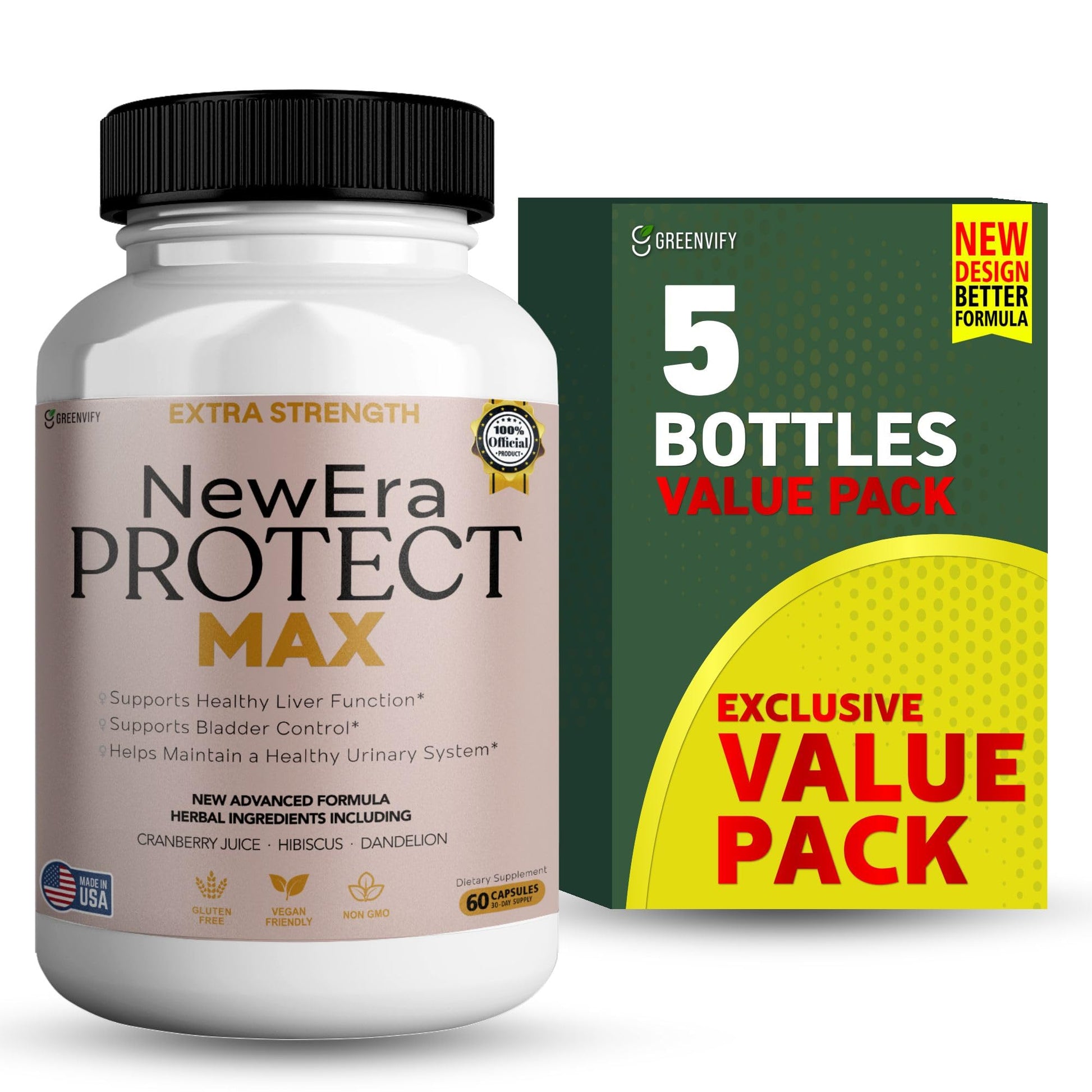 GREENVIFY New Era Protect Max Extra Strength Urinary Support Supplement Capsules 60 Count