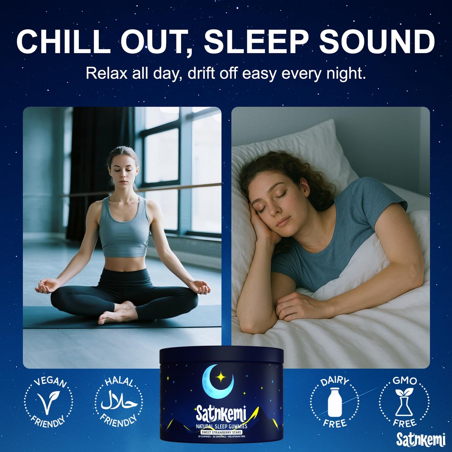 Satnkemi Sleep Gummies for Adults, 60 Count