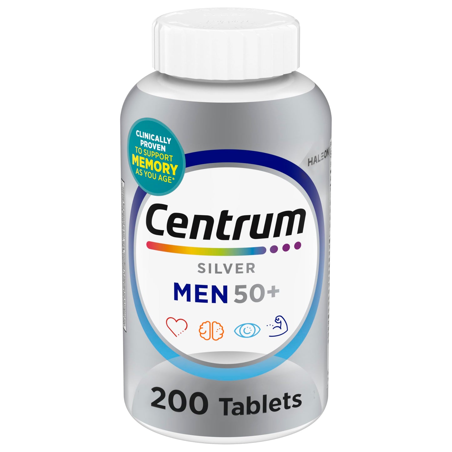 Centrum Silver Men's 50+ Multivitamin with Vitamin D3, B-Vitamins, Zinc for Memory and Cognition, 200 Tablets