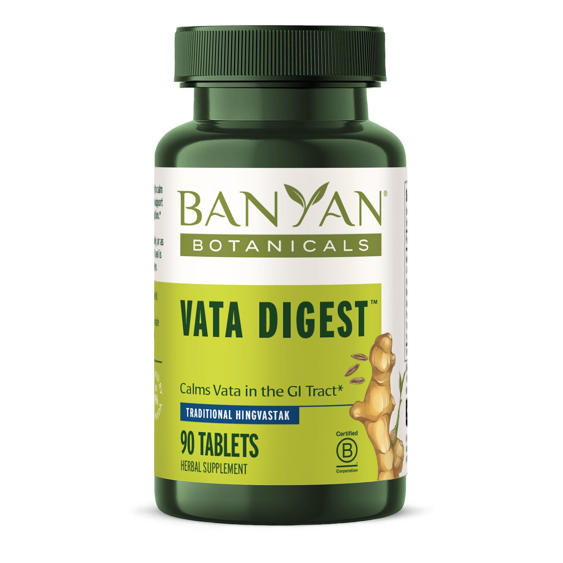 Banyan Botanicals Organic Vata Digest – Warming Digestive Support Supplement – Herbal Bloat & Gas Relief with Ginger, Cumin & Ajwan – 90 Tablets