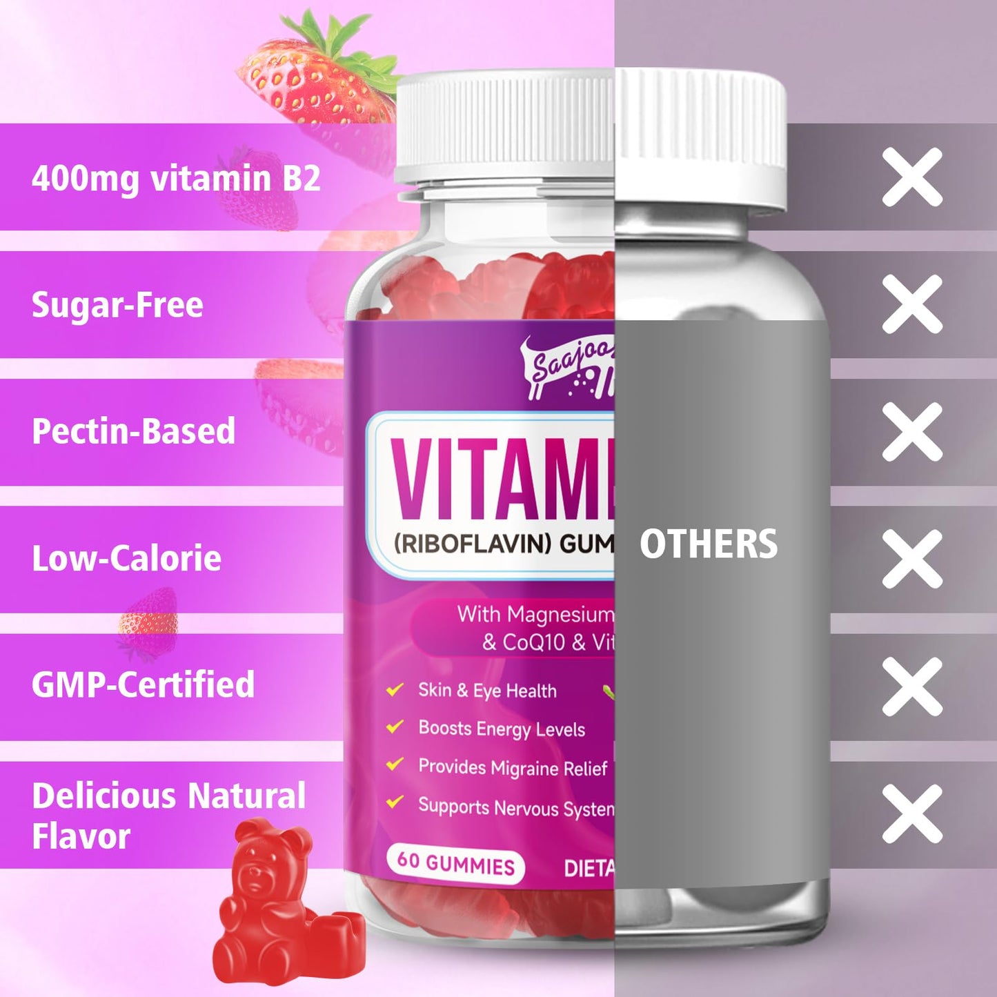 Saajoor Vitamin B2 Gummies, 2-Pack