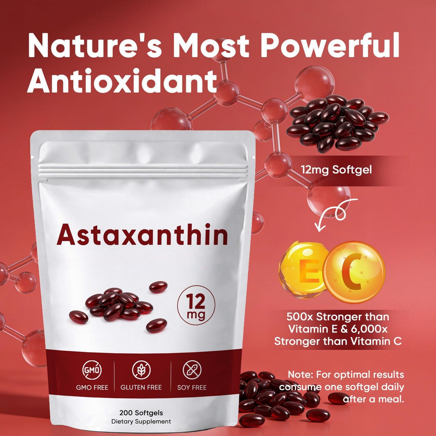 Awjsde Astaxanthin 12mg Softgels, 1 Count
