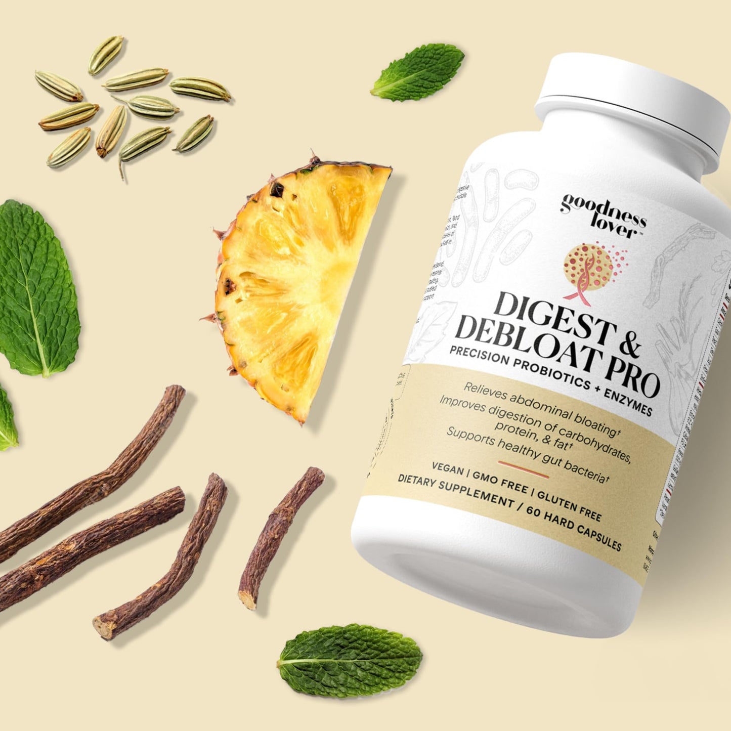 Goodness Lover Digest & Debloat Pro Enzymes & Probiotics Capsule 60 Capsules