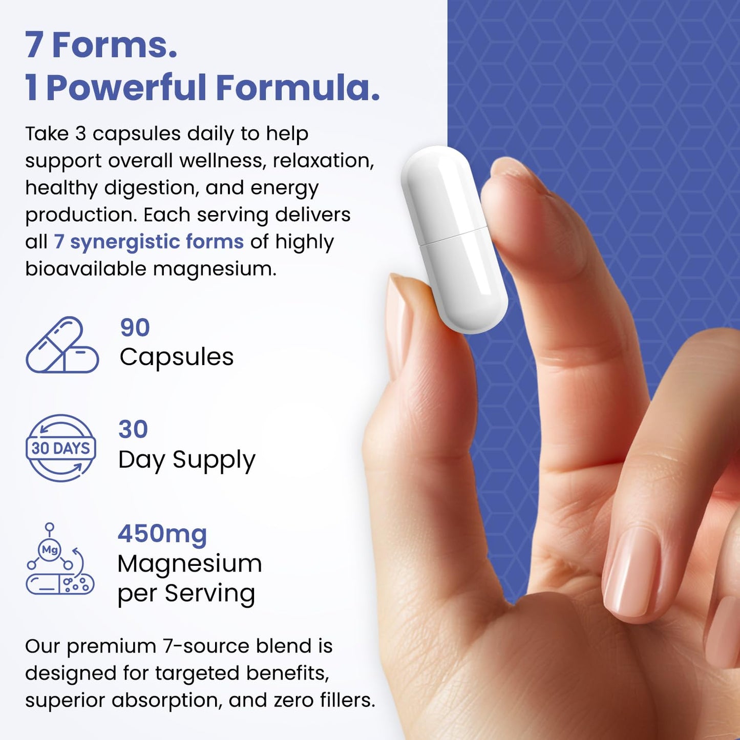 VITAMIZED 7-in-1 Magnesium Glycinate Complex Capsule, 90 Count