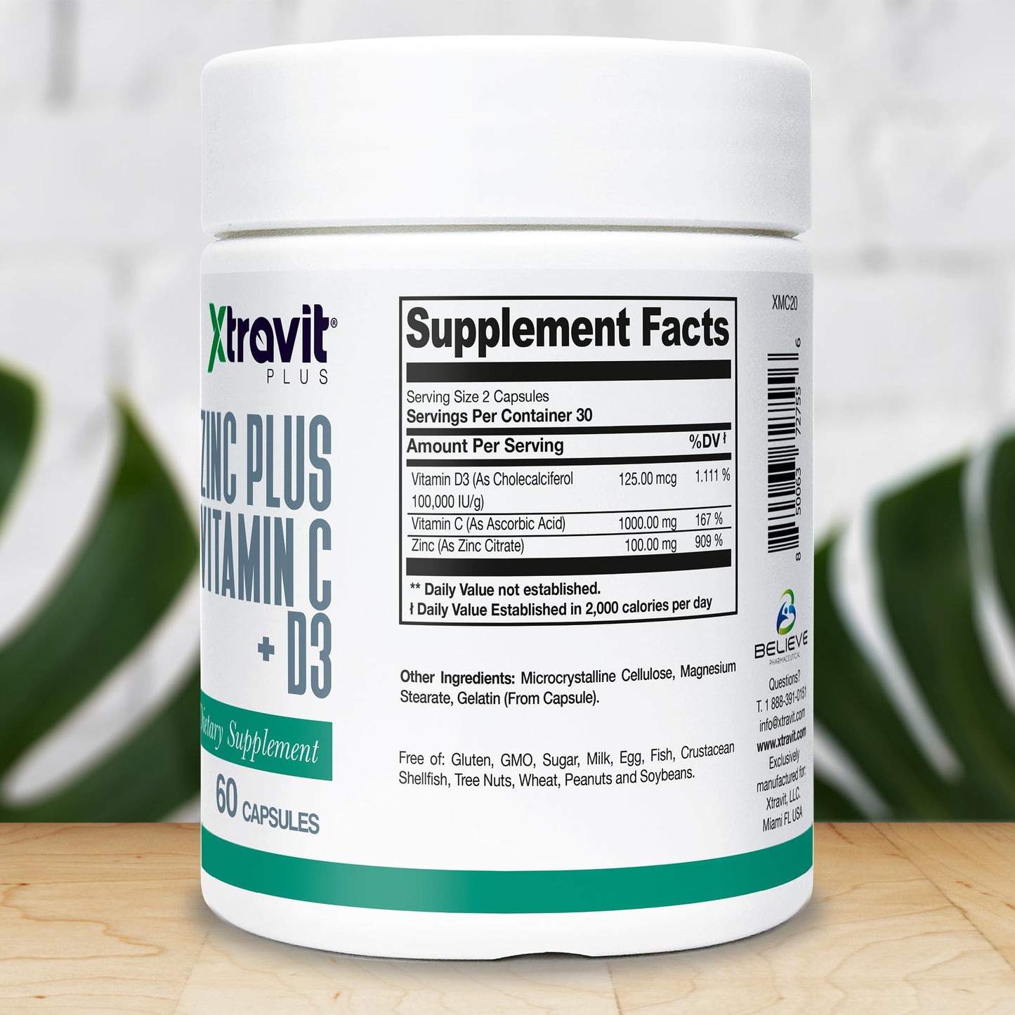 Xtravit Zinc Plus Vitamin C + D3 Supplement Capsule, 60 Capsules