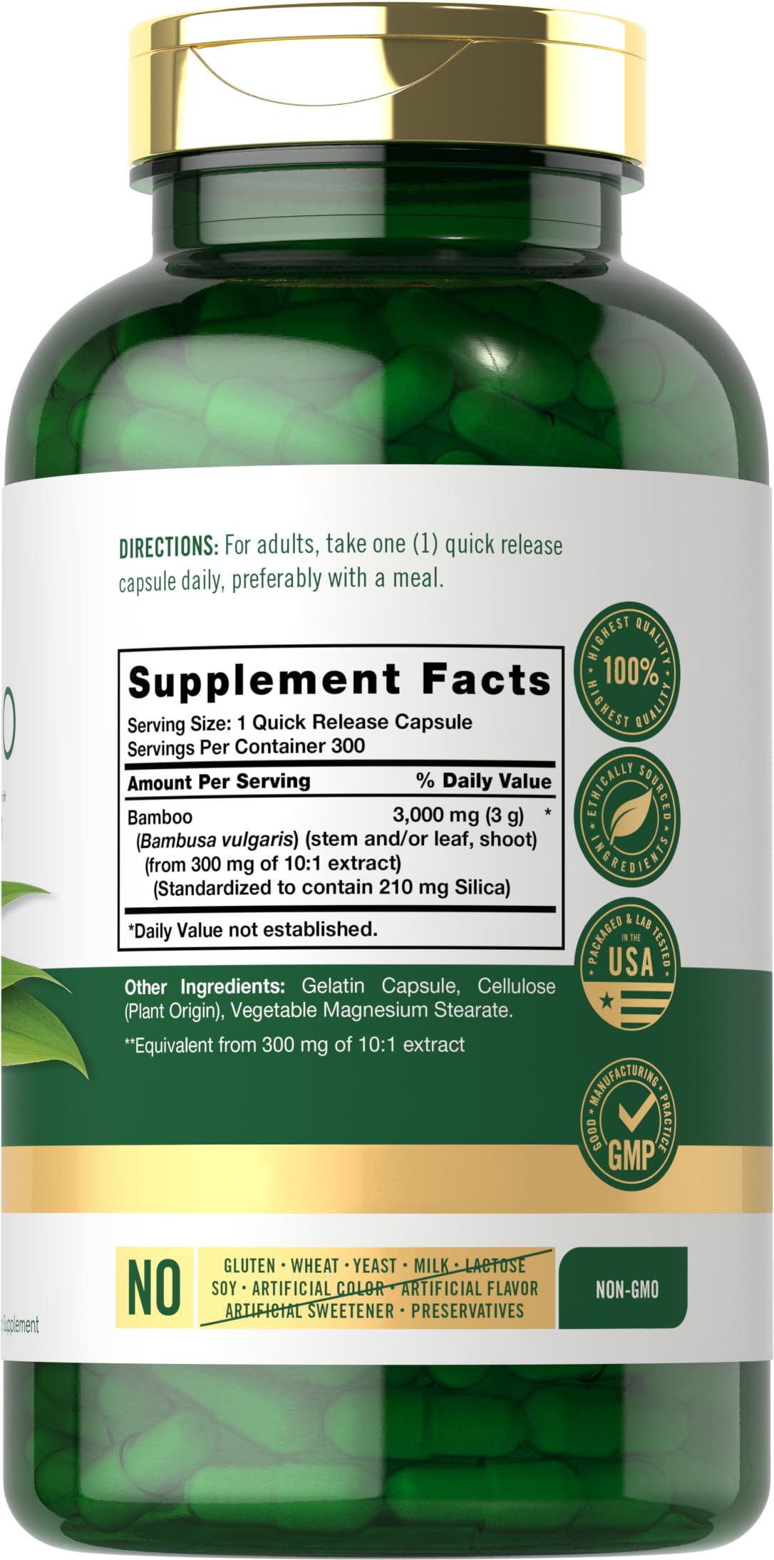 Carlyle Bamboo Extract Capsules 300 Count