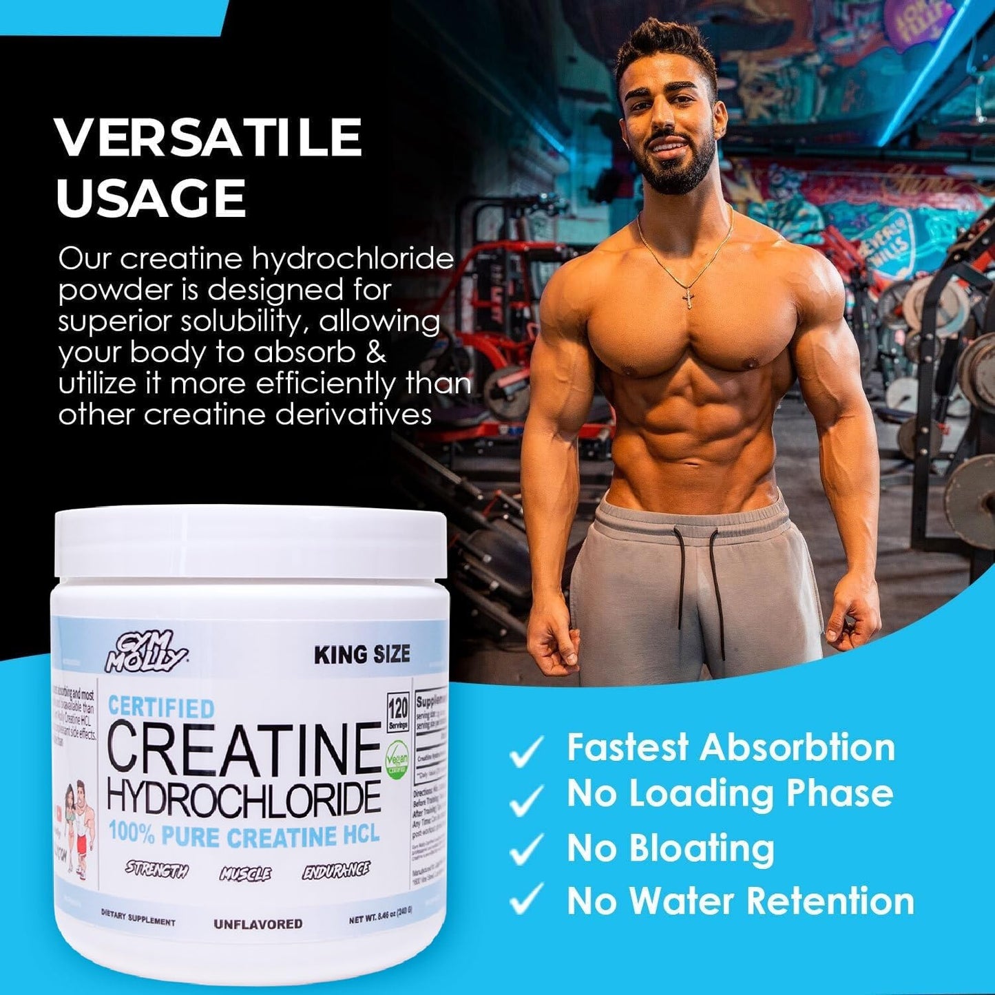 Gym Molly Creatine Hydrochloride (HCL) Powder 8.5 Ounce
