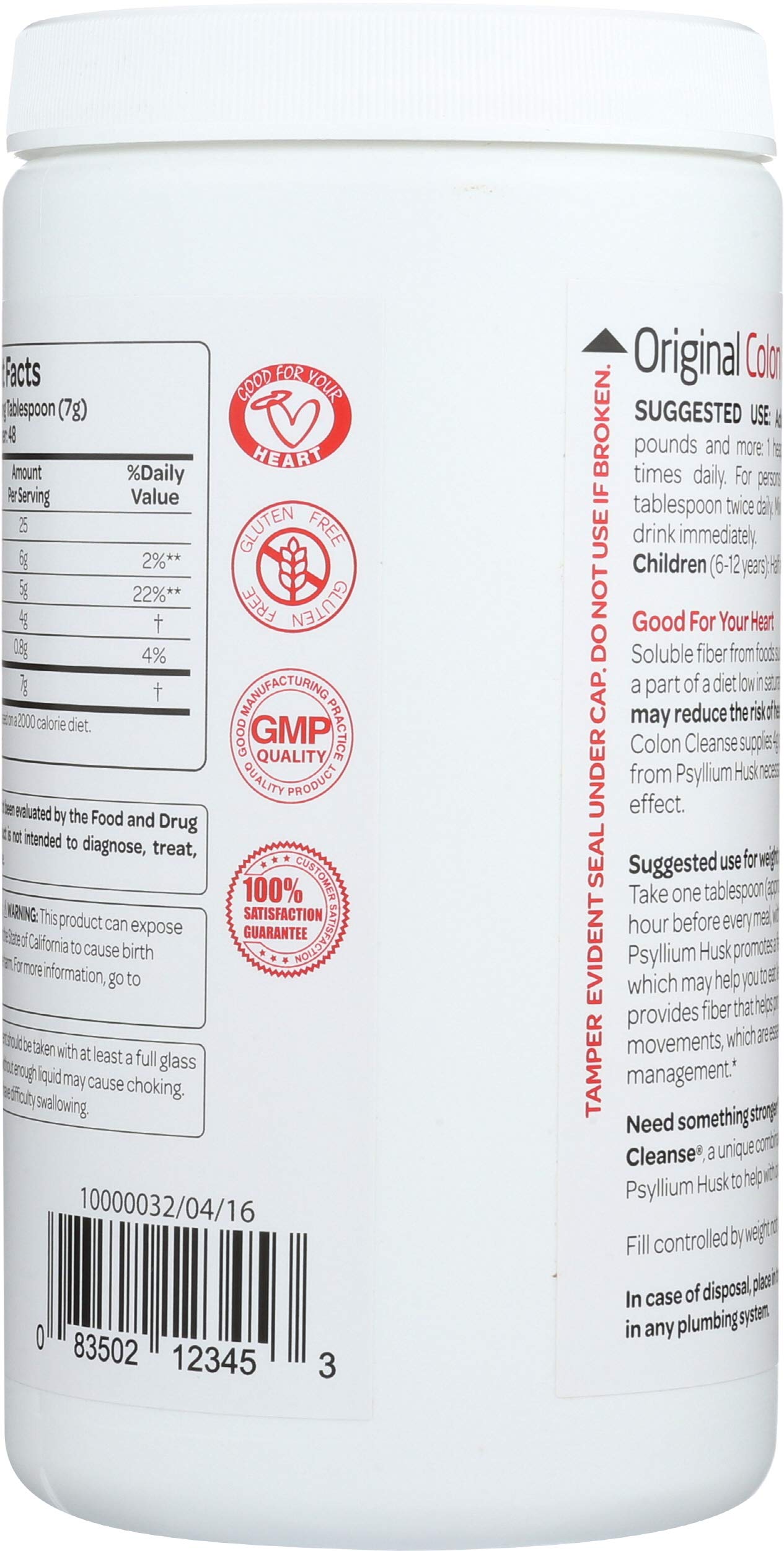 Health Plus Colon Cleanse Psyllium Powder 12 Ounce
