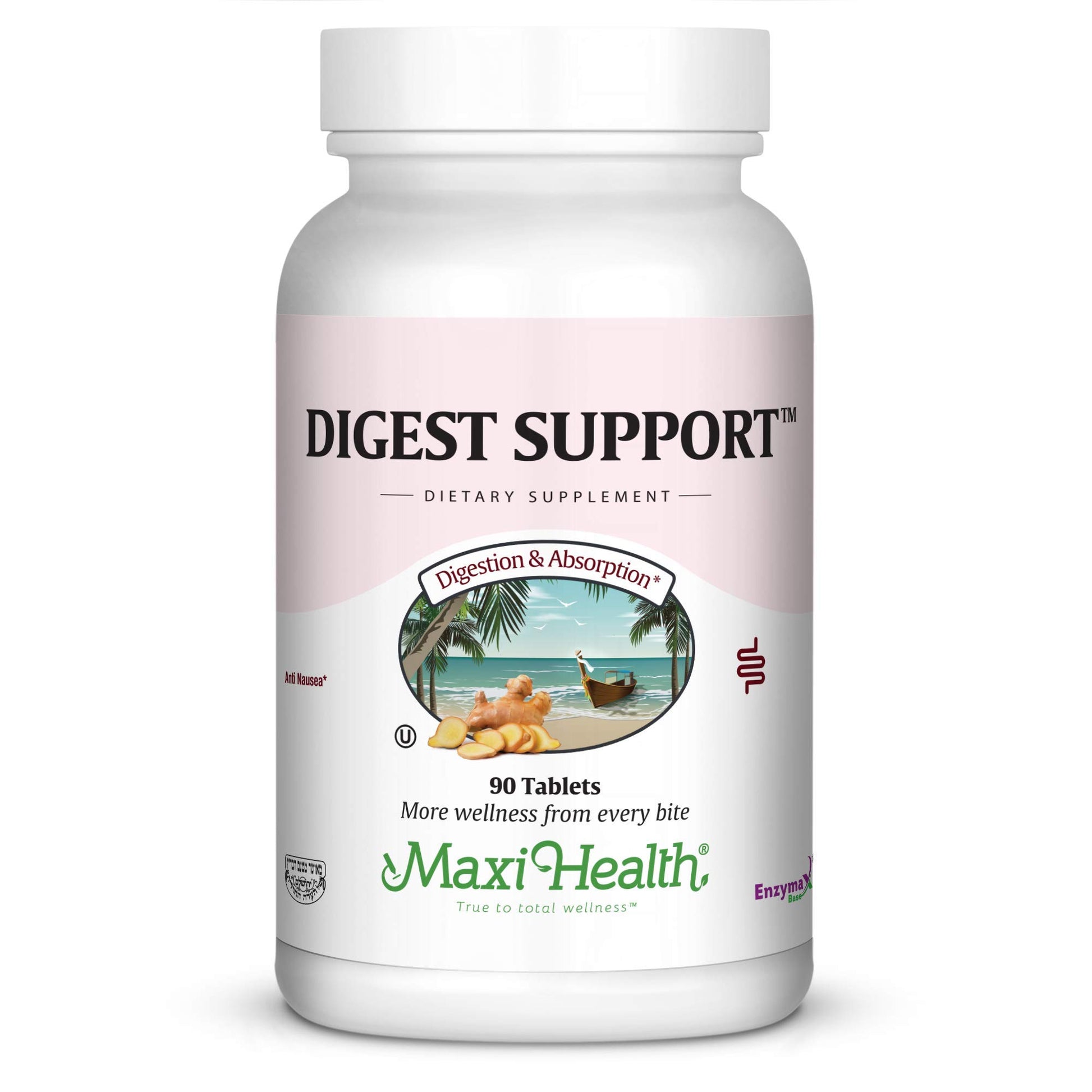 Maxi Health Digest Support - Herbal & Enzyme Complex - Protein Digestion 90 Capsules