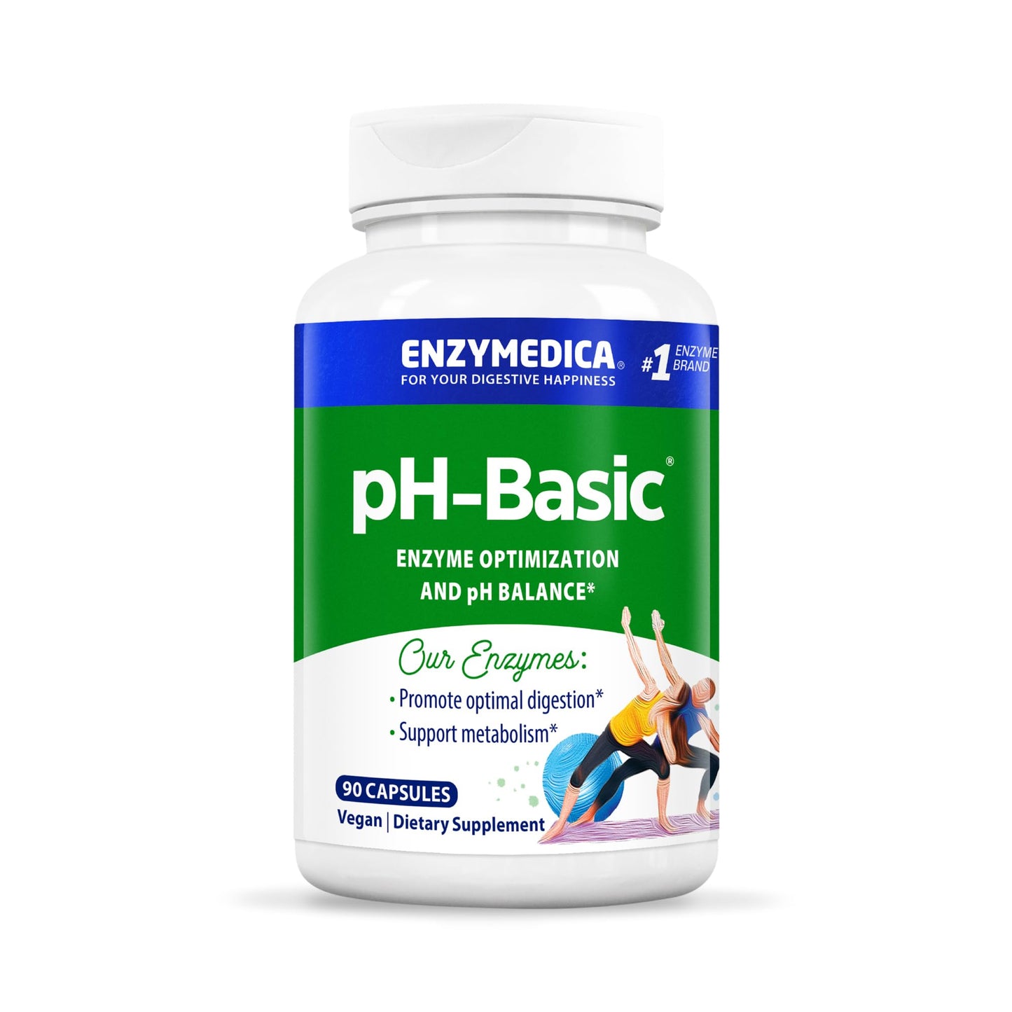 Enzymedica pH-Basic Digestive Enzymes for pH Balance, Gut Health & Digestion, 90 Capsules