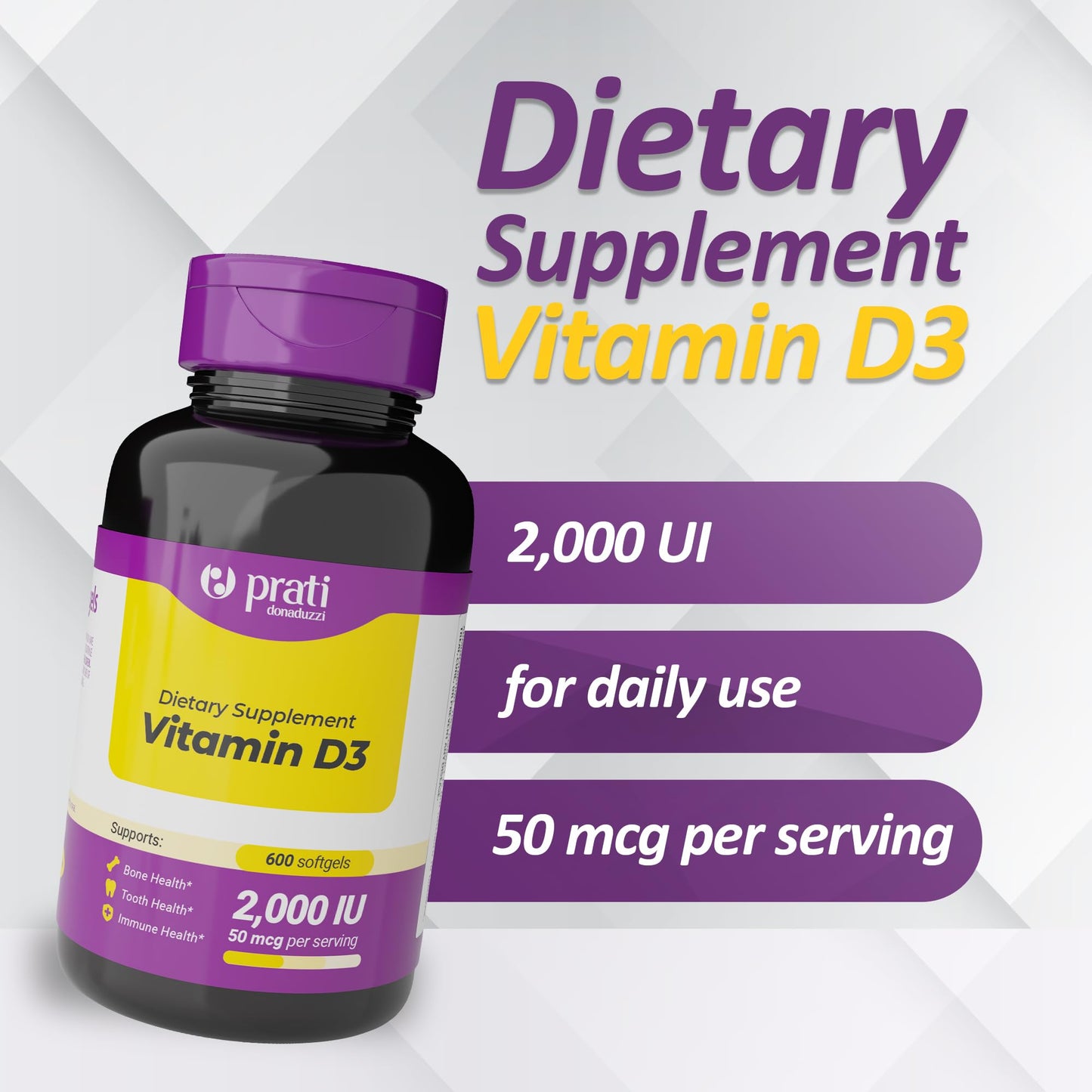 Prati Donaduzzi Vitamin D3 2,000 IU (50 mcg) Softgel 600