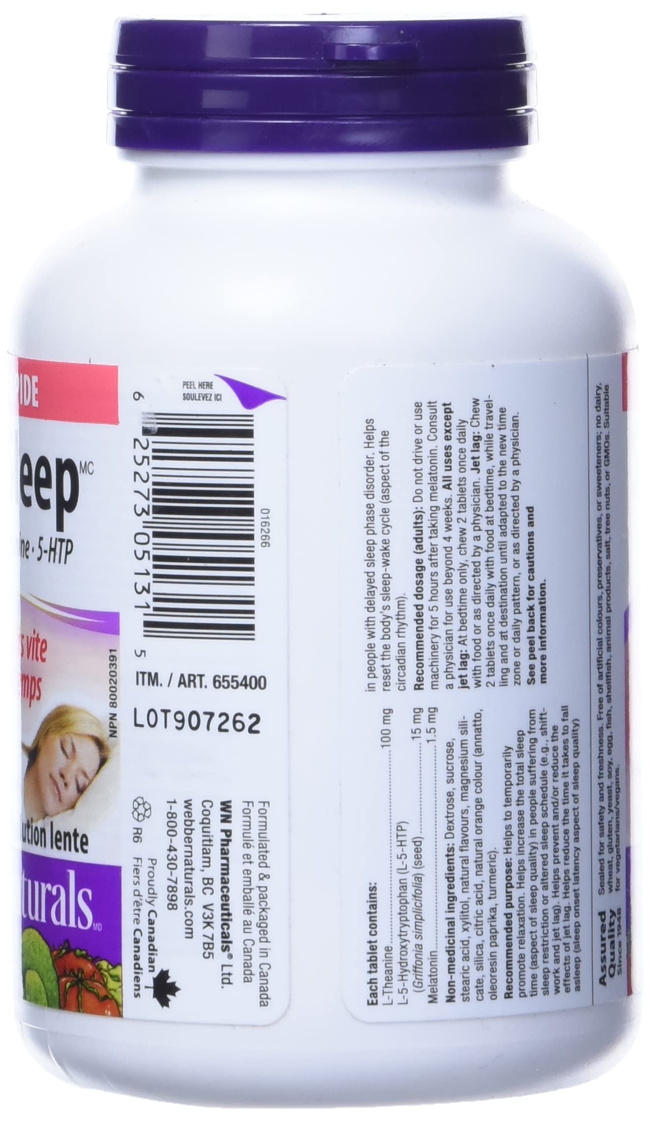 Webber Naturals Super Sleep Melatonin Plus L-Theanine & 5-HTP Soft-Melt Tablets, 90 Count
