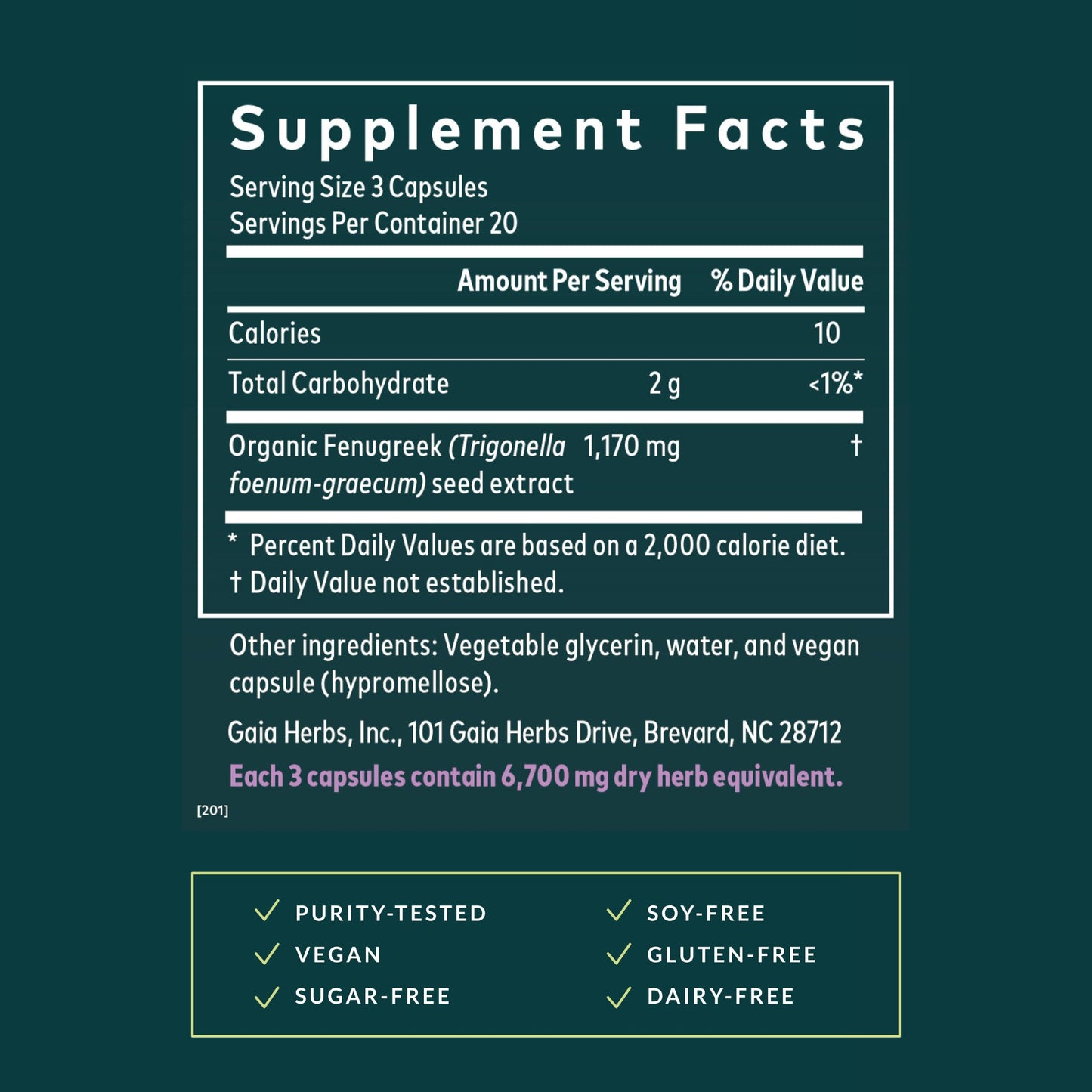 Gaia Herbs Fenugreek Seed Capsules 60 Count