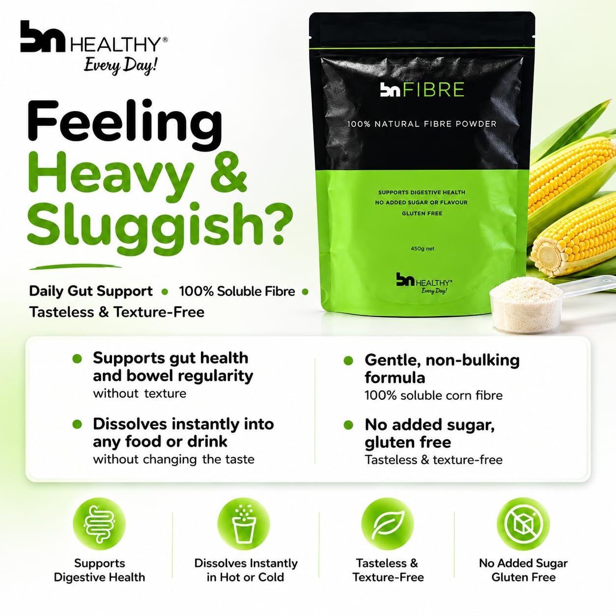 BNHealthy Fiber 2-Pack Powder 450g 31.8 oz