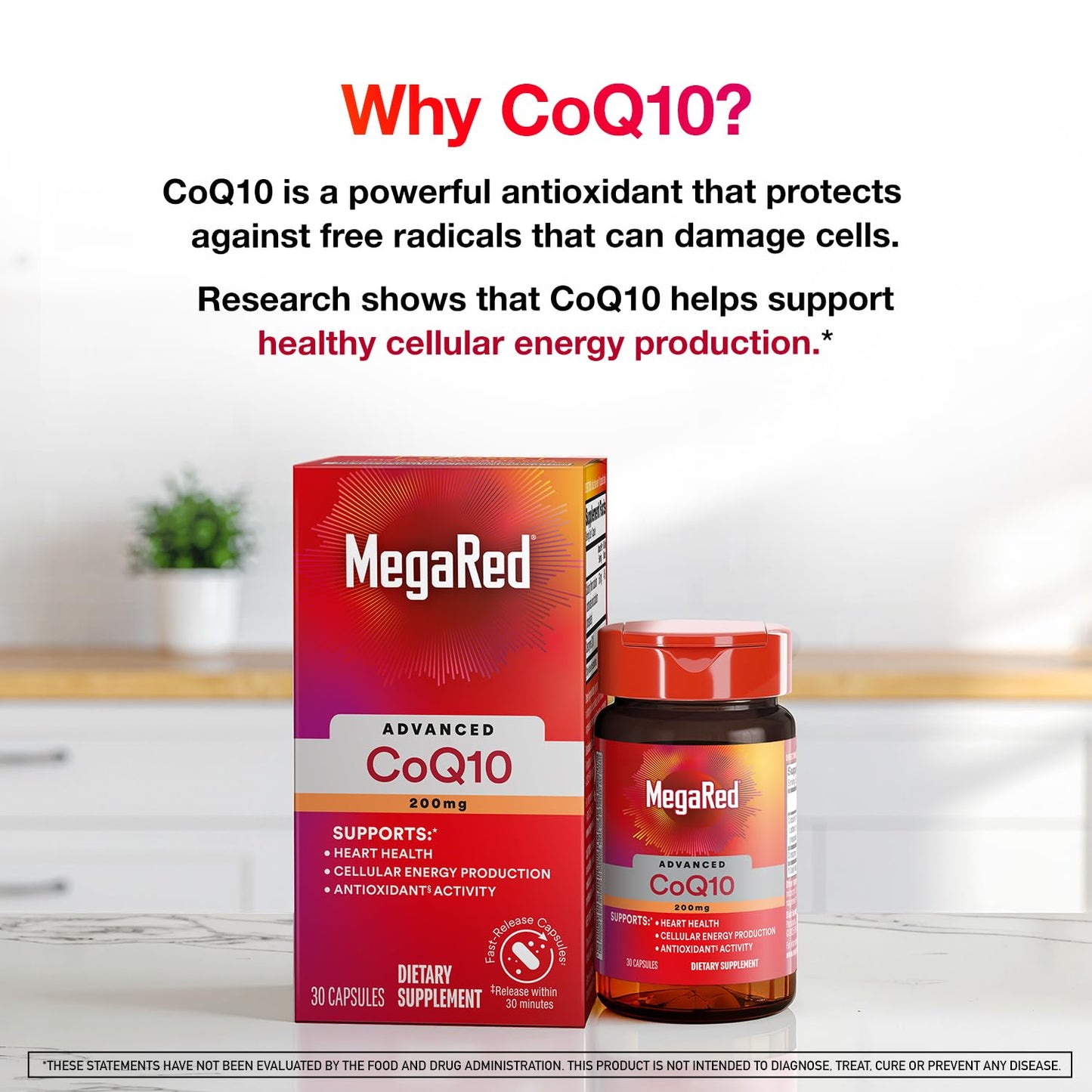 MegaRed CoQ10 200mg Capsules, 30 Count