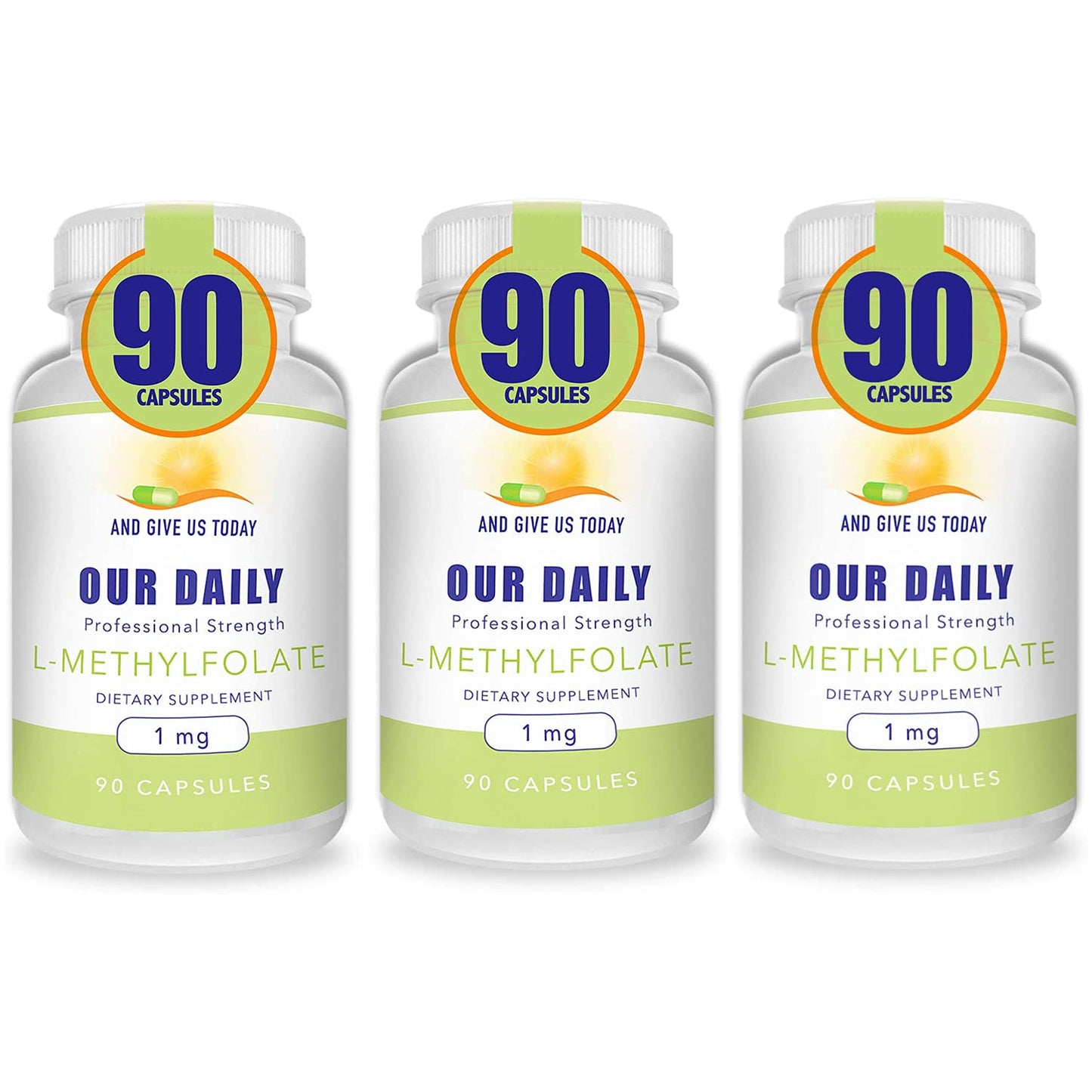 Our Daily Vites L-Methylfolate 1mg / 1000 mcg Maximum Strength Active Folate, 5-MTHF, 270 Capsules