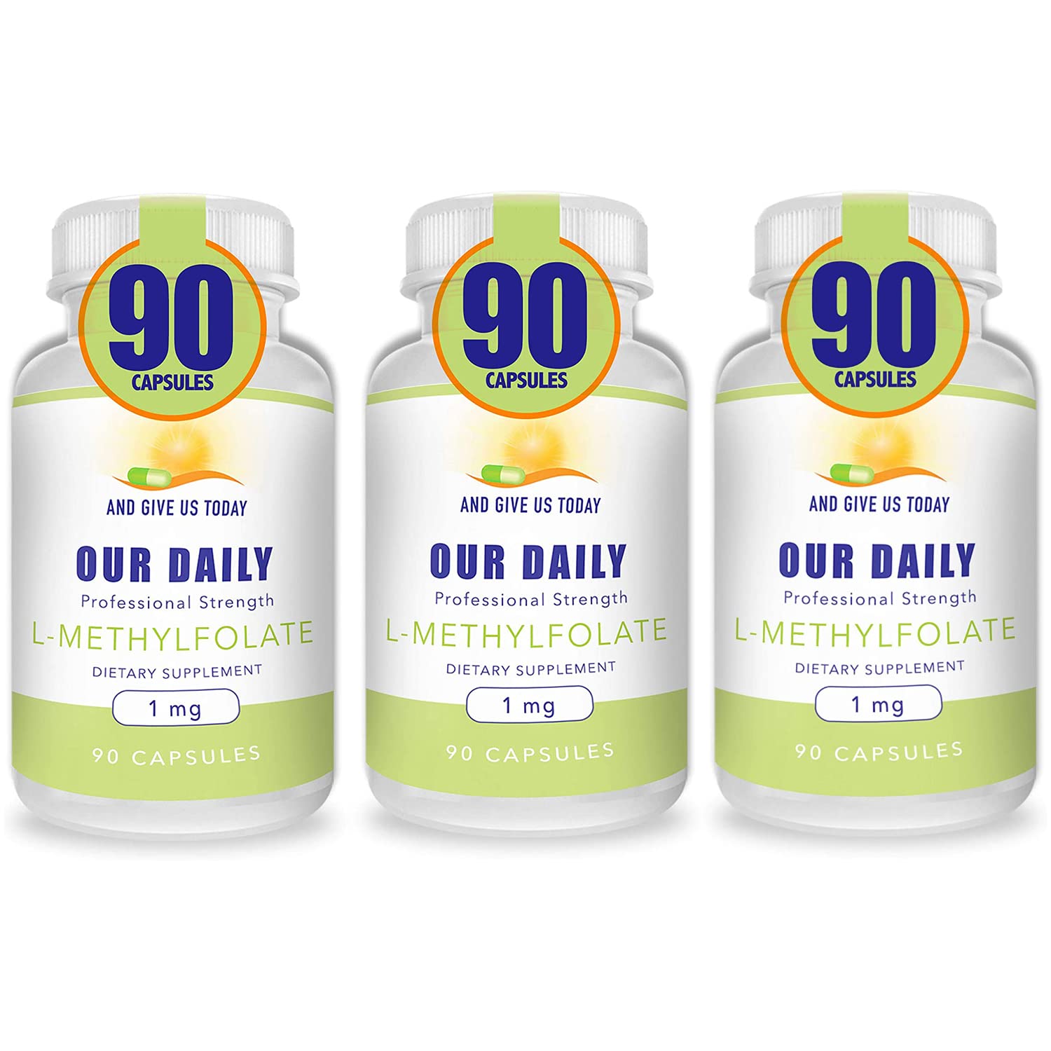 Our Daily Vites L-Methylfolate 1mg / 1000 mcg Maximum Strength Active Folate, 5-MTHF, 270 Capsules
