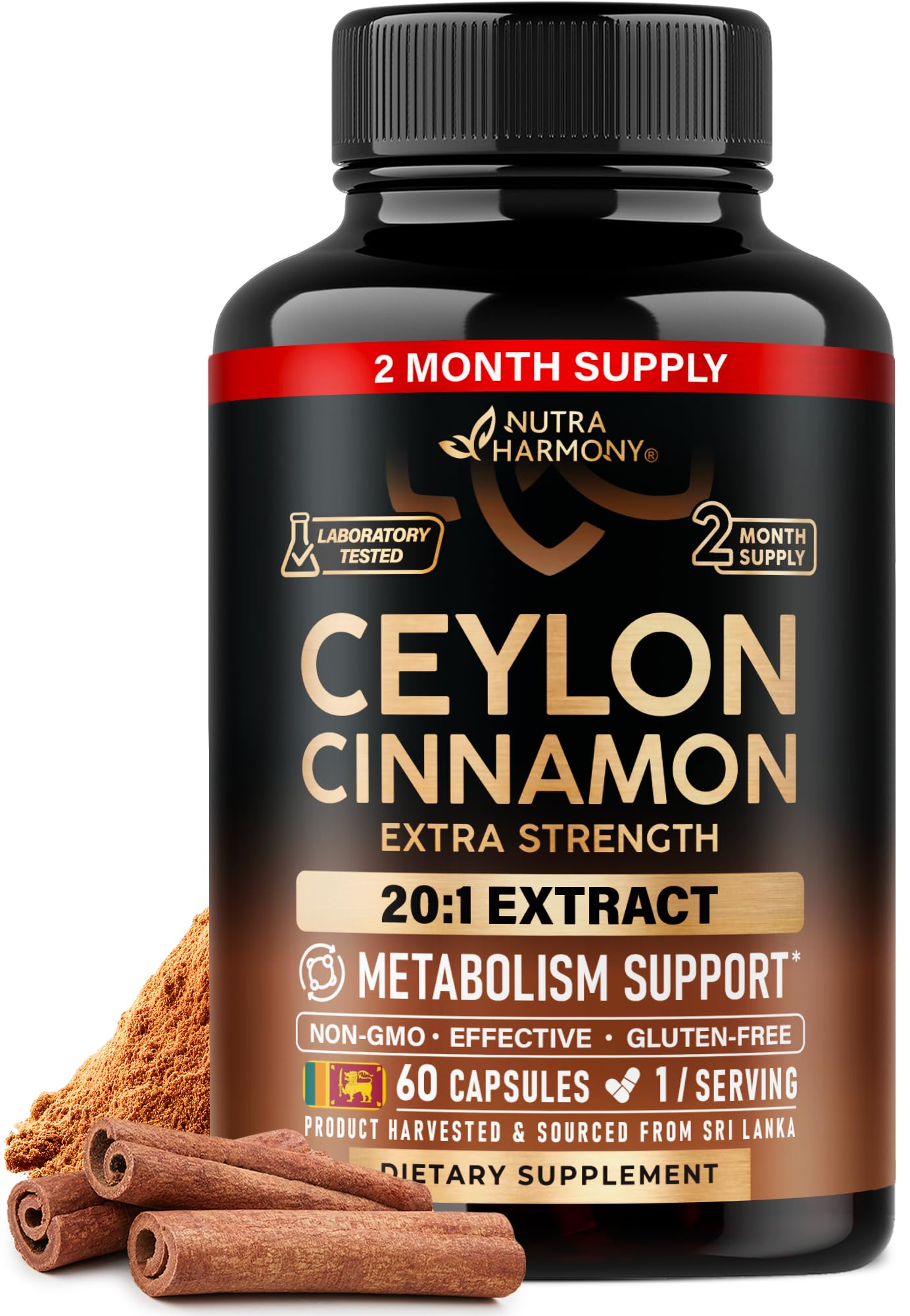 NUTRAHARMONY Ceylon Cinnamon Capsules 60 Count