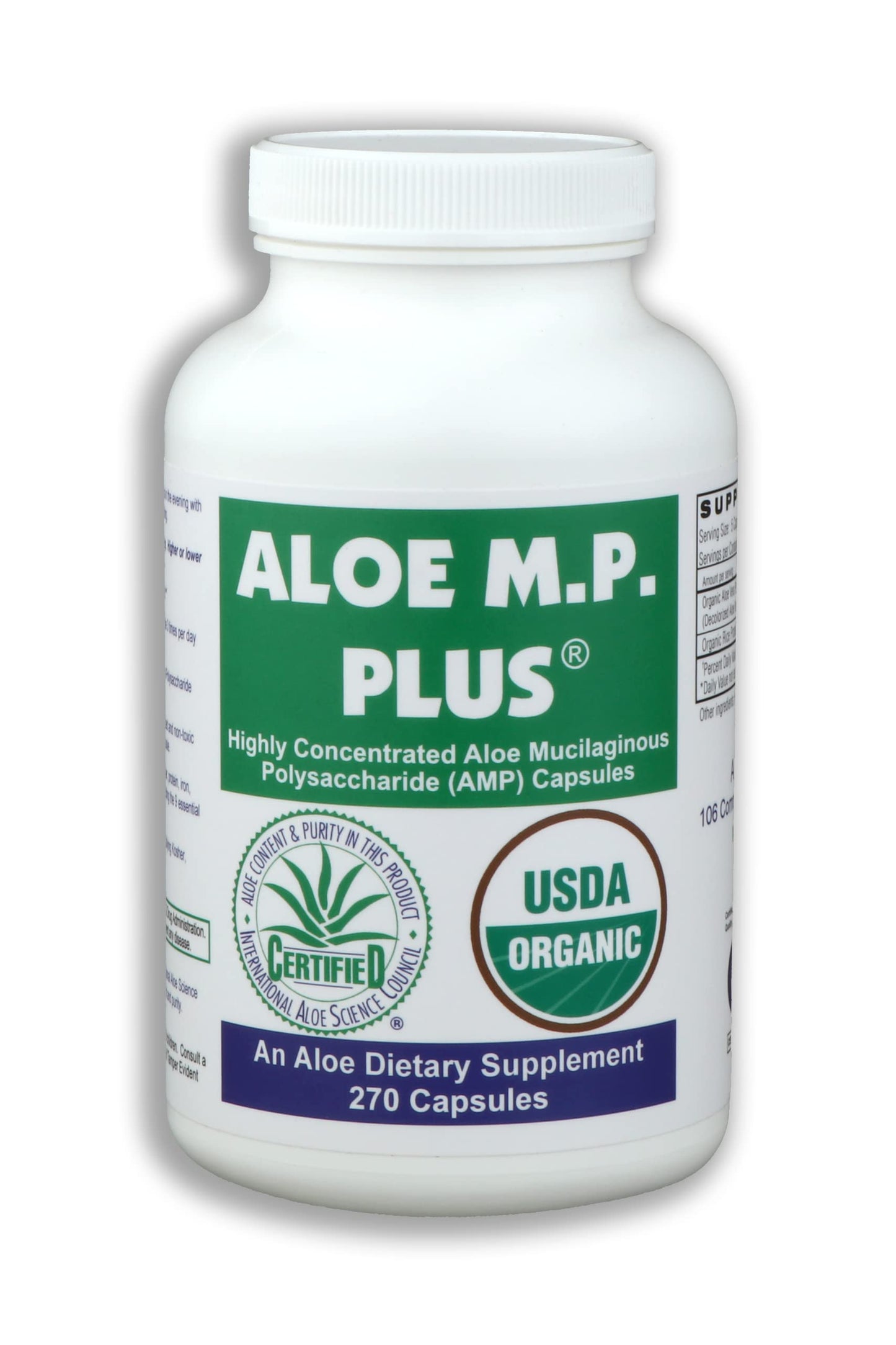 ALOE M.P. PLUS Aloe Vera Polysaccharides AMP Capsules, 270 Count