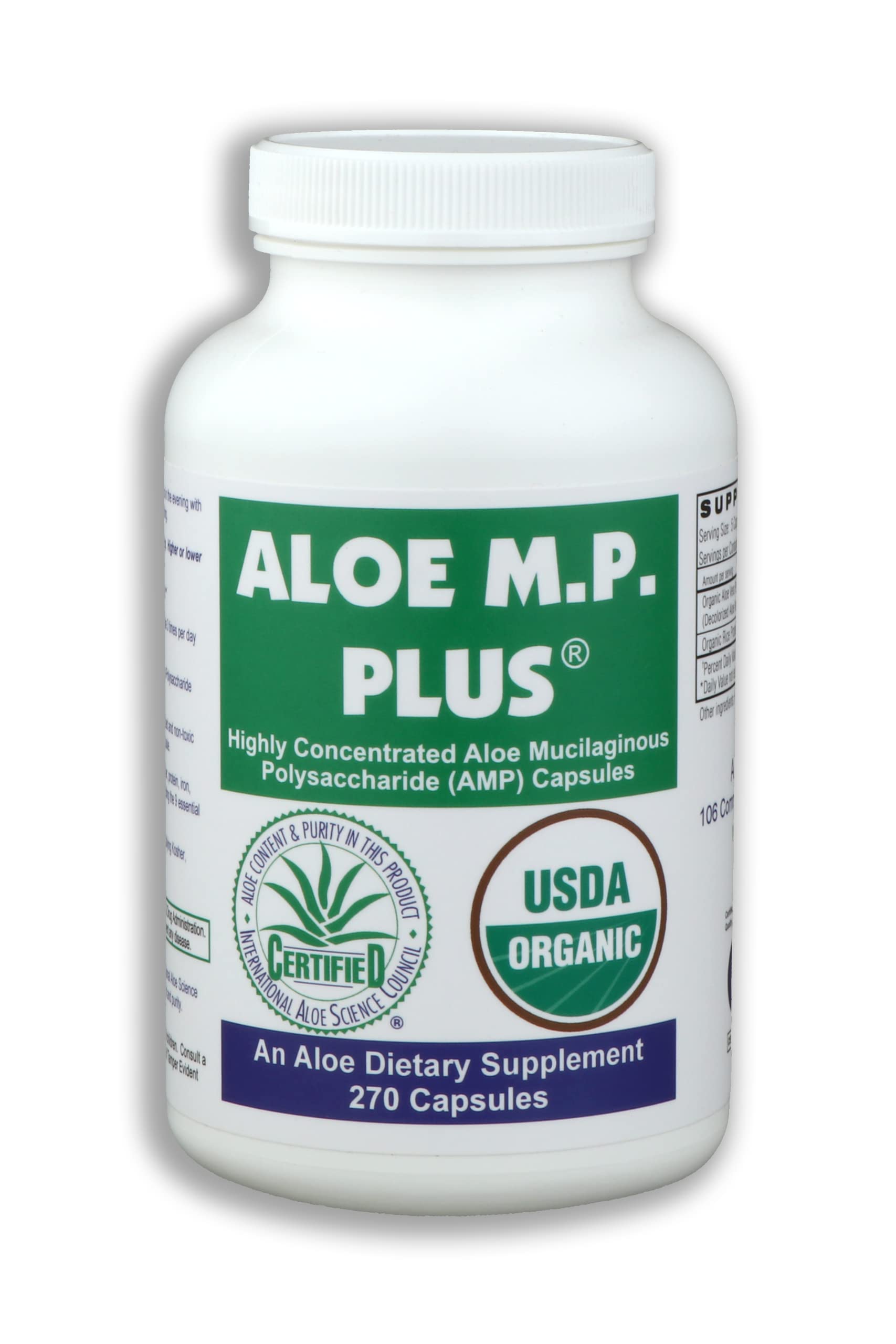 ALOE M.P. PLUS Aloe Vera Polysaccharides AMP Capsules, 270 Count
