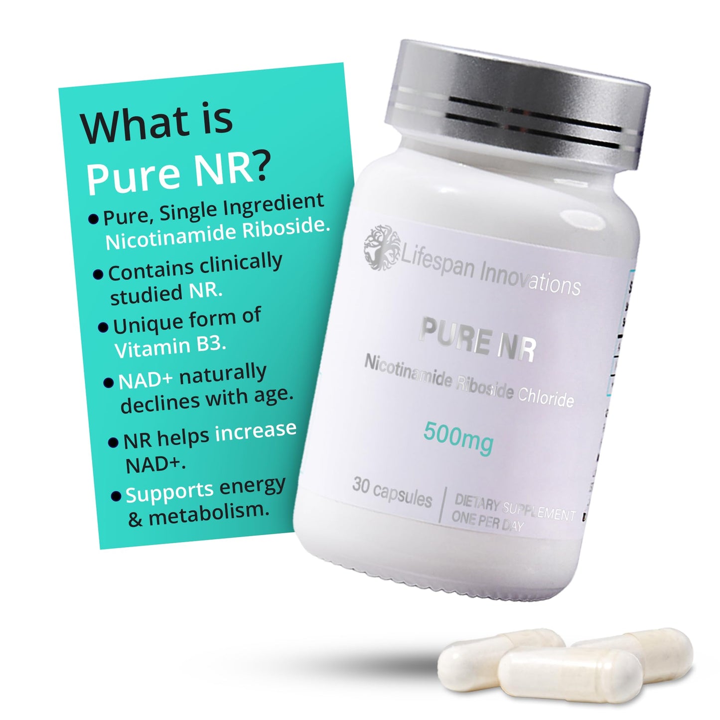 Lifespan Innovations LLC Pure NR Nicotinamide Riboside 300mg Capsules 30