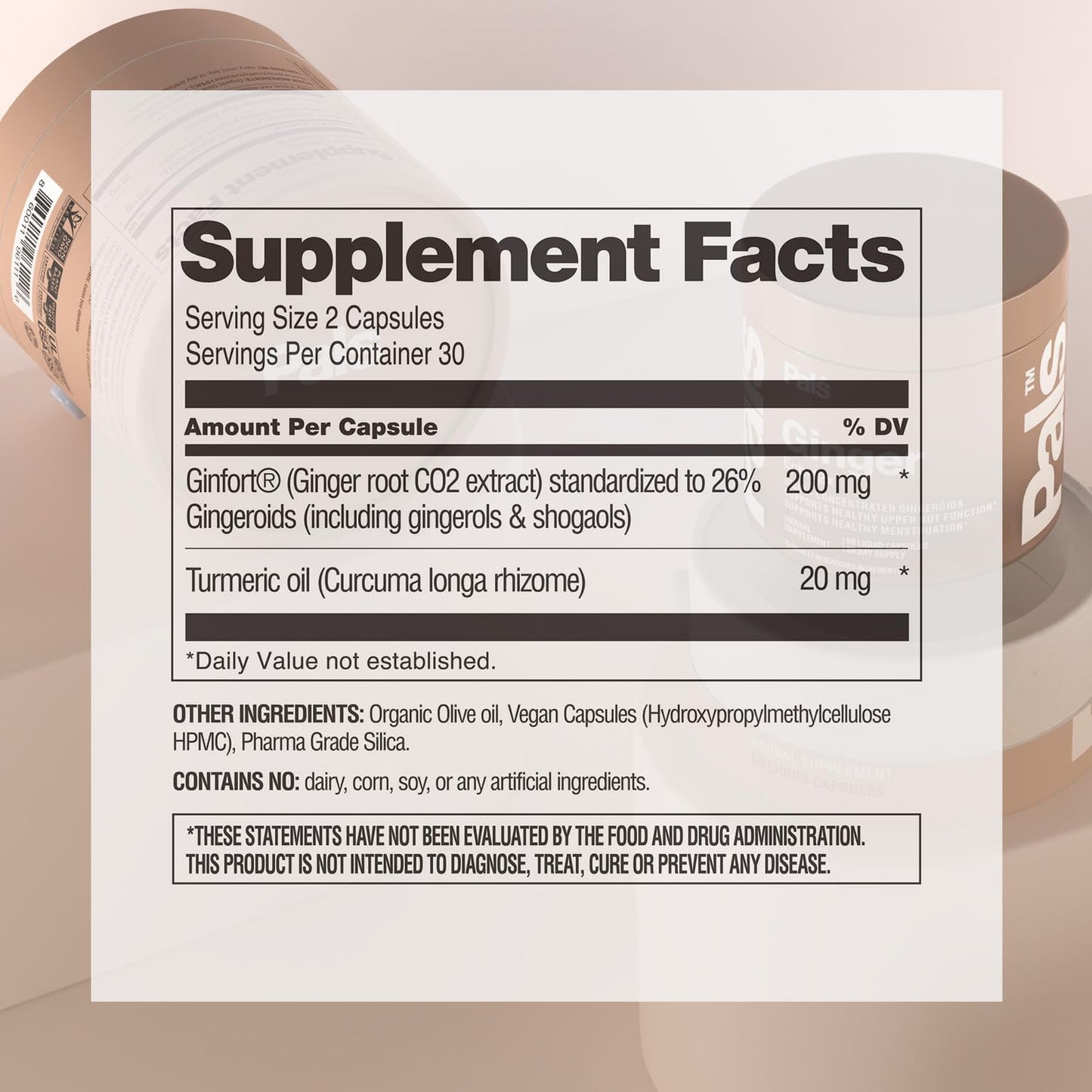 PALS Pure Ginger Root Capsules, 60 Count